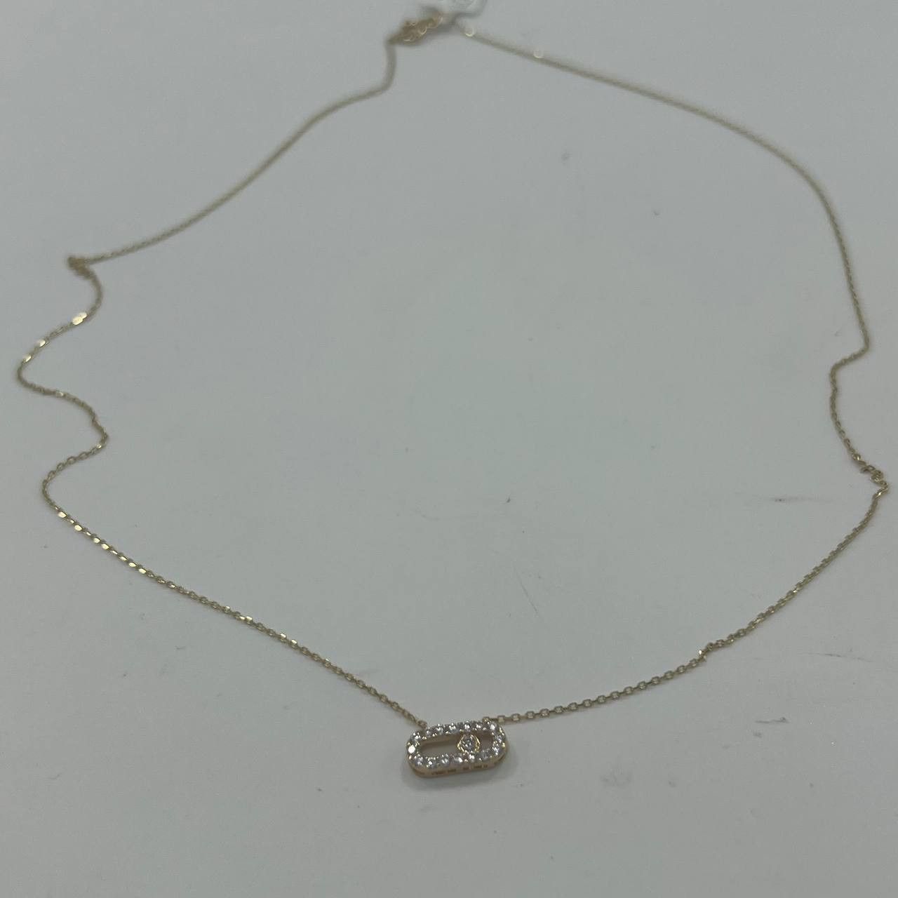 Other New 14K Gold Oval Pendant Necklace with Center Stone 1.5g Size ONE SIZE - 2 Thumbnail