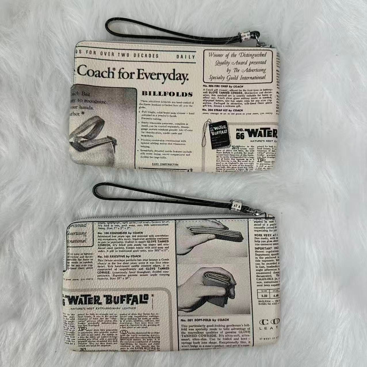 Coach Coach Large Corner Zip Wristlet Newspaper Print Silver/Chalk Size ONE SIZE - 2 Thumbnail