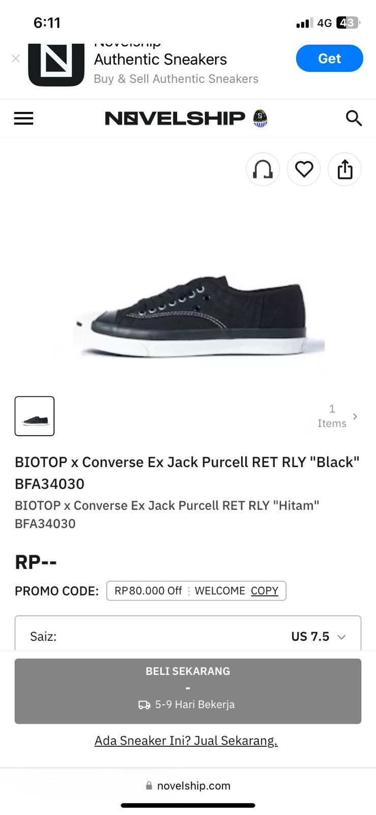 Edition Japan Converse Jack Purcell RET RLY “black” Size US 4.5 / IT 34.5 - 10 Thumbnail