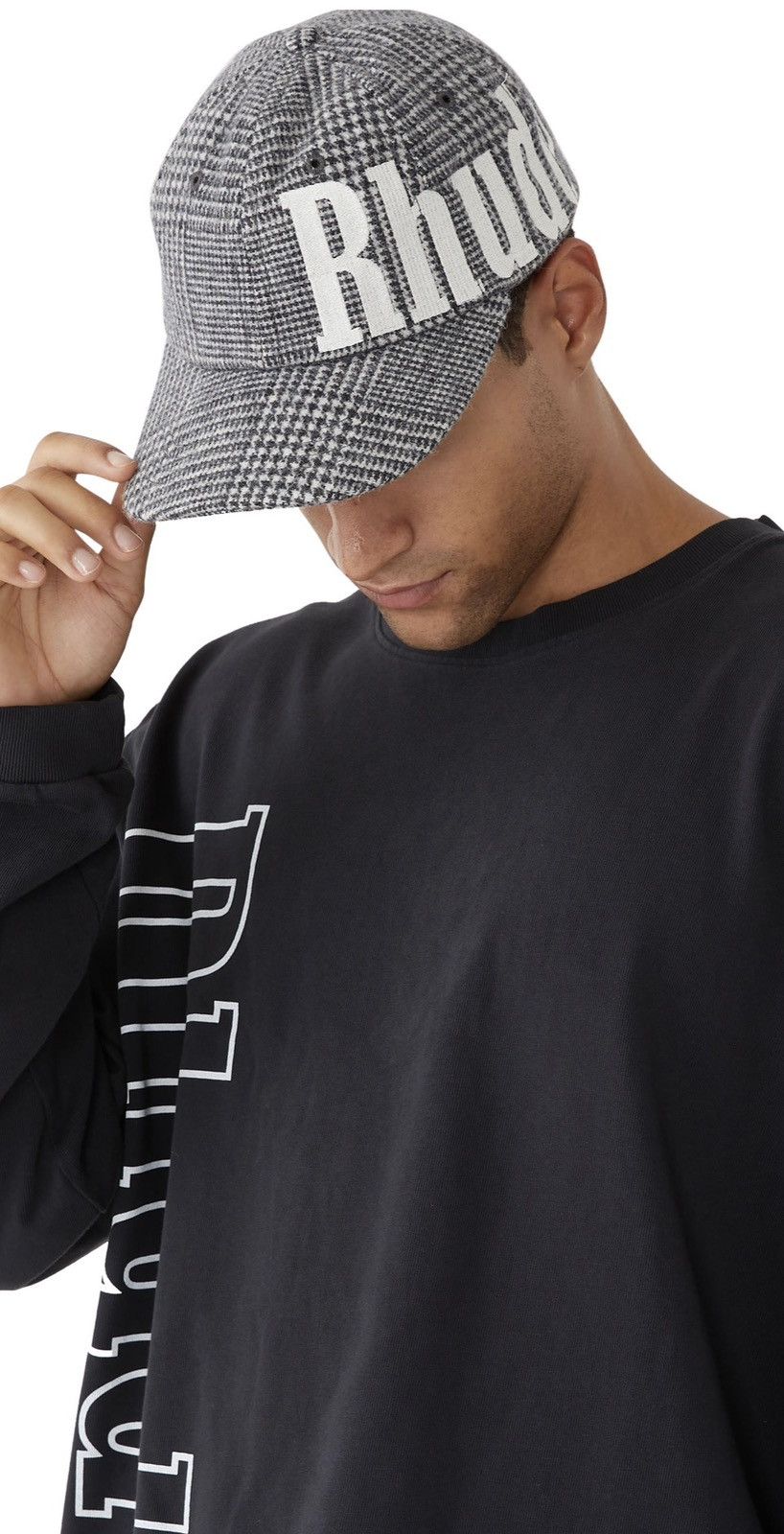 Rhude RHUDE Wrap Logo 6-Panel Hat O/S Black /White Houndstooth Size ONE SIZE - 1 Thumbnail