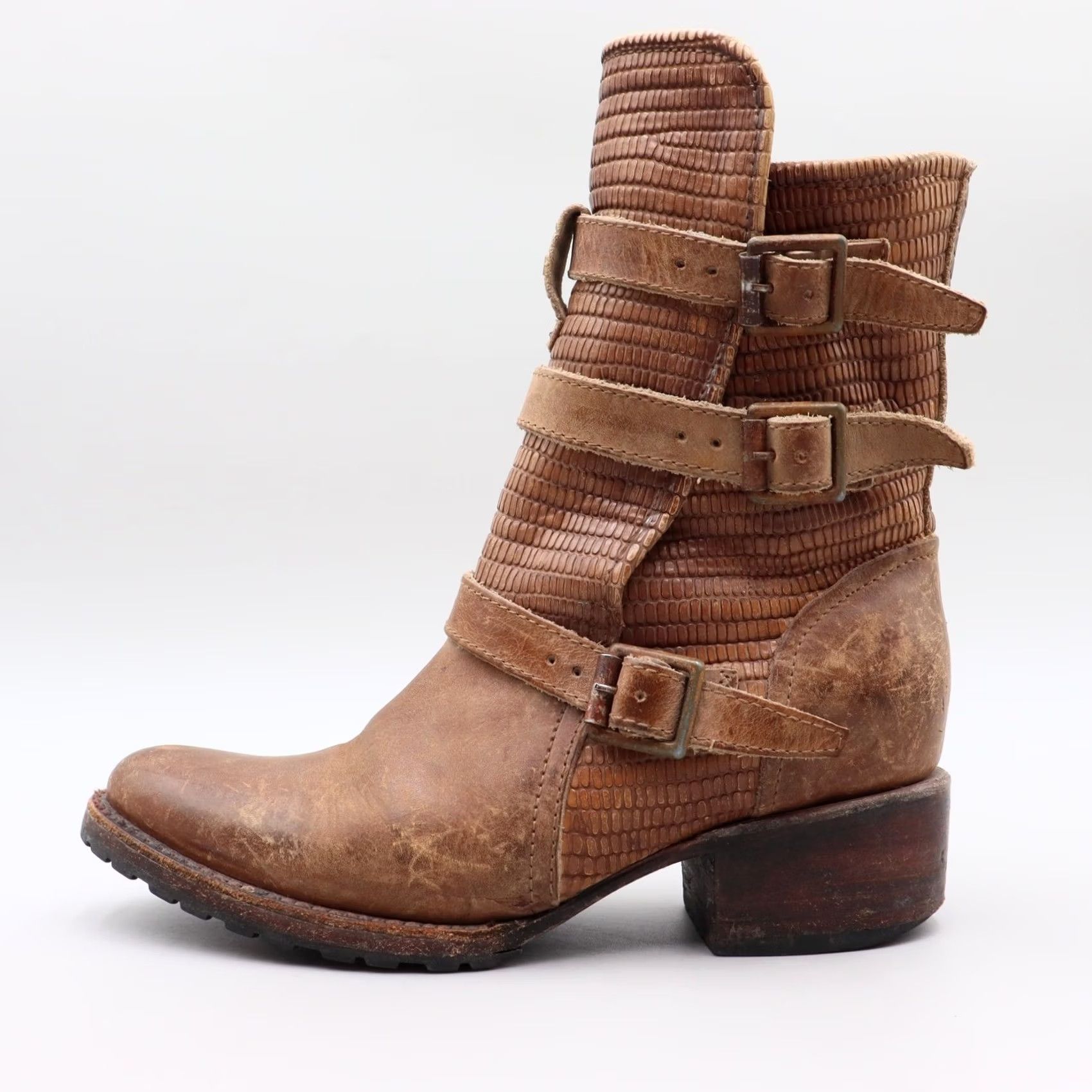 FREEBIRD Freebird By Steven Apex Brown Distressed Leather Moto Boots Size 6 Womens Leather Distressed Western Boot Size US 6 / IT 36 - 4 Thumbnail