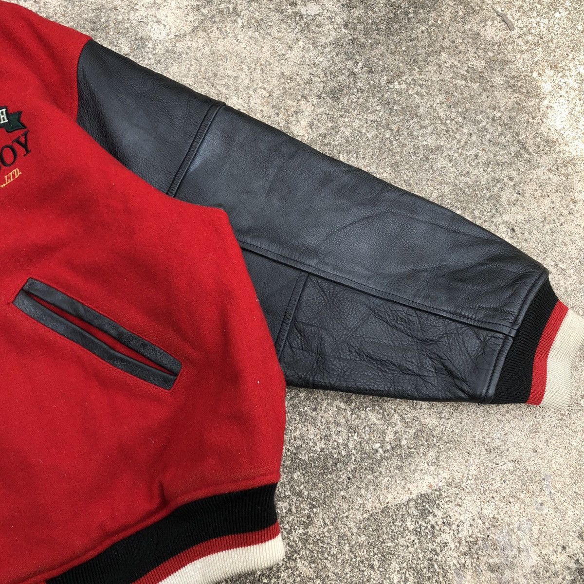 Japanese Brand 🔥Grailed🔥🇯🇵Posh Boy Sleeves Leather Wool Heavy Varsity Jacket Size US XL / EU 56 / 4 - 6 Thumbnail