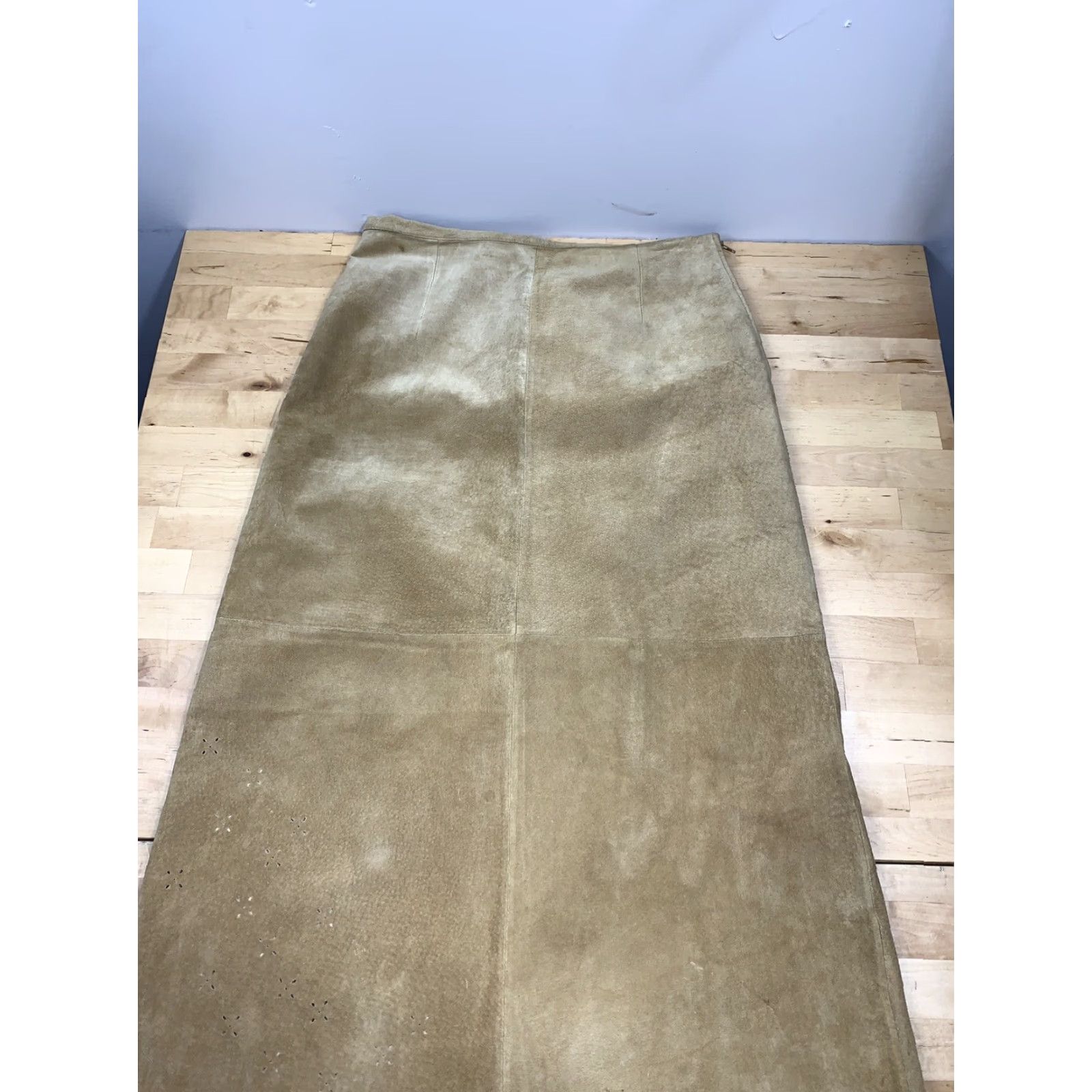 Vintage Marsh Landing Skirt A-Line Leather Beige Tan Long 10 Womens Vintage No Size 32" / US 10 / IT 46 - 2 Thumbnail