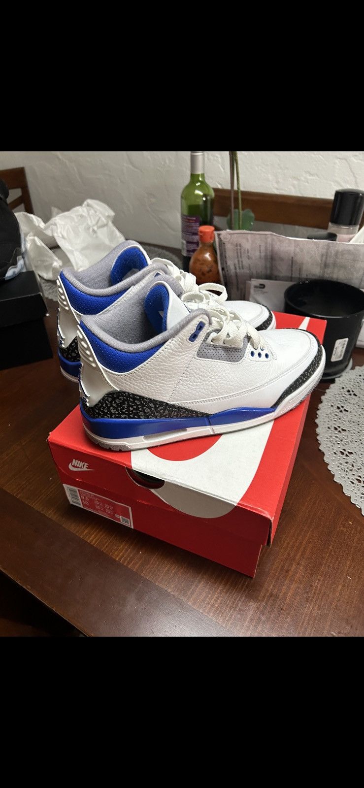 image of Jordan Brand 3 Racer Blue Shoes in White, Men's (Size 8)