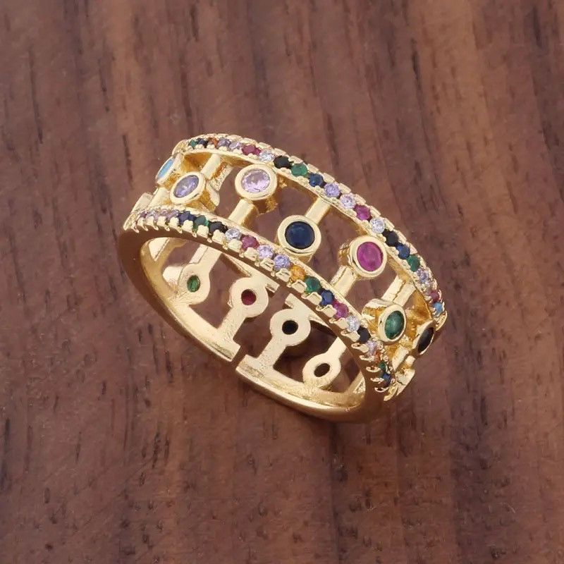 Jewelry Creative Rainbow Zircon Rings Size ONE SIZE - 2 Thumbnail