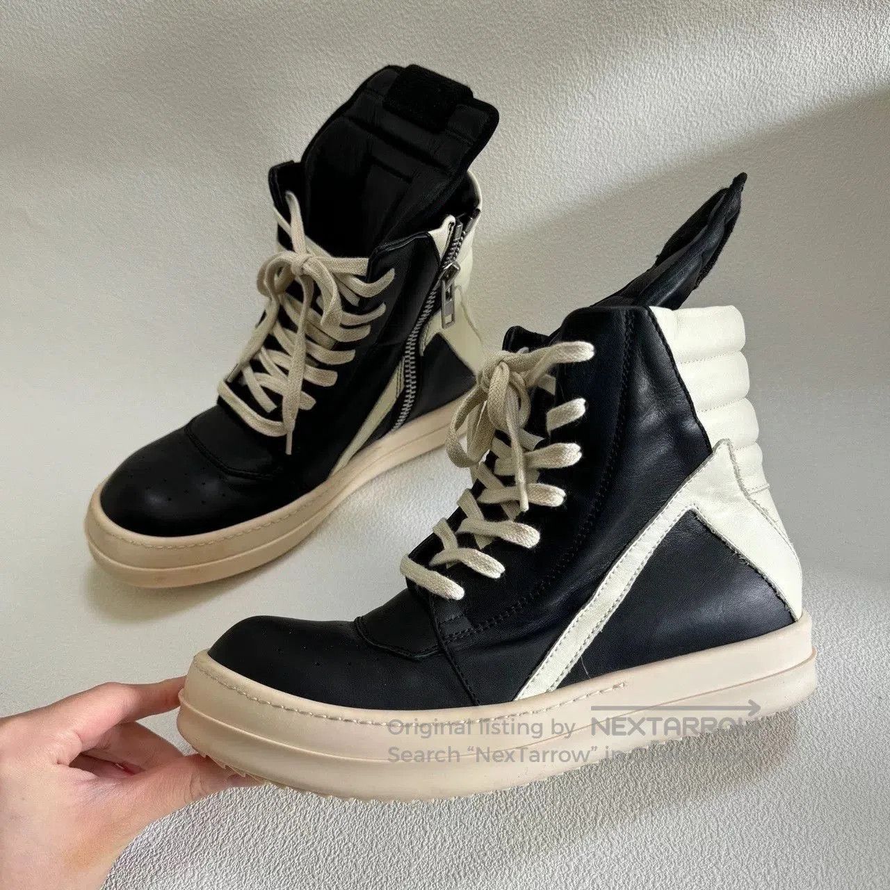 Rick Owens rick owens black and white leather sneakers. Size US 5 / EU 37 - 2 Thumbnail
