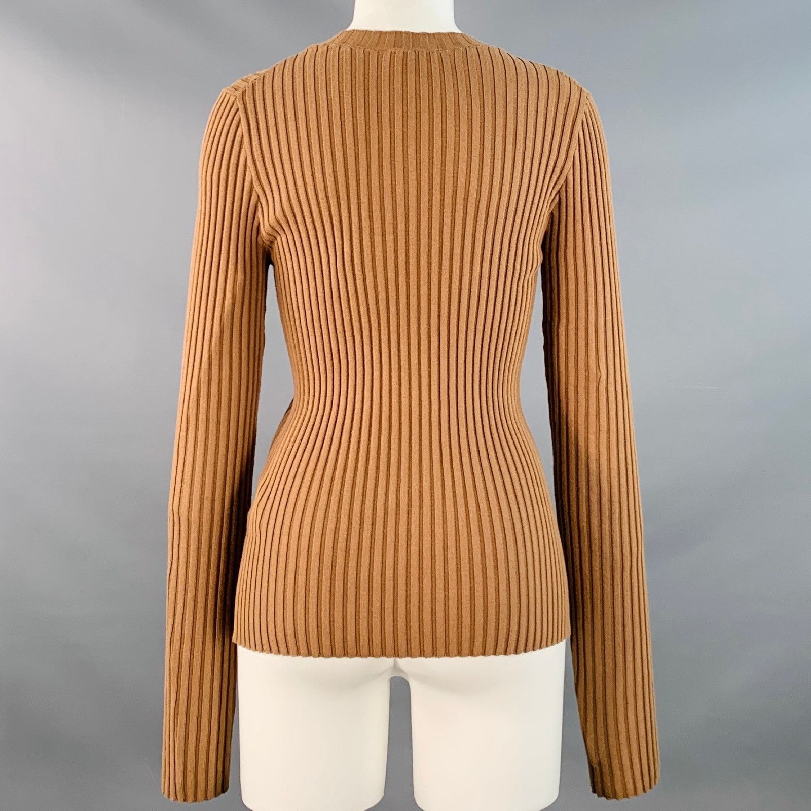 Anine Bing ANINE BING S Brown Tobacco Cotton Blend Rib Knit Pullover Size S / US 4 / IT 40 - 3 Thumbnail