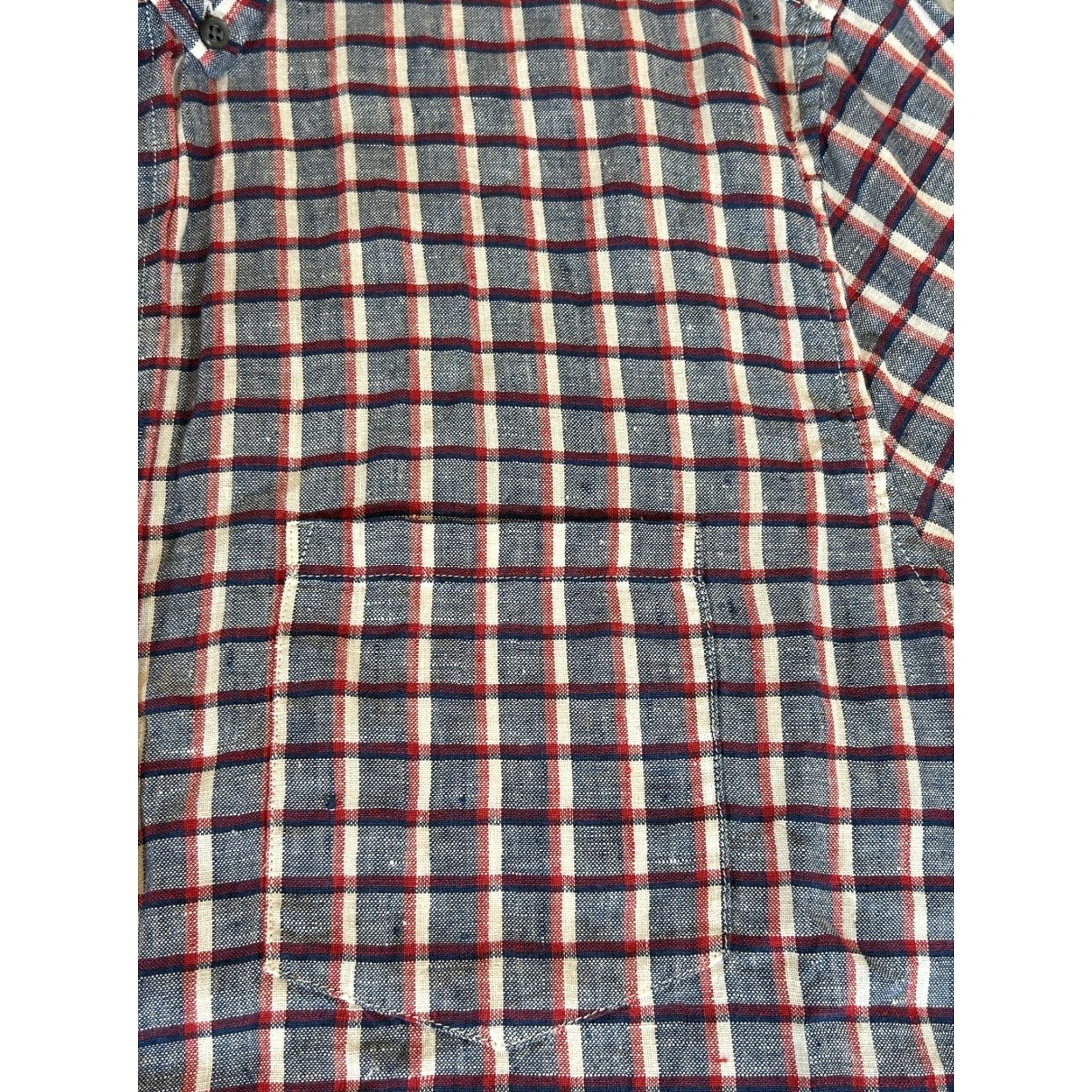 Banana Republic Banana Republic Shirt Mens Large Plaid Linen Short Sleeve Button Camp Camden Fit Size US L / EU 52-54 / 3 - 2 Thumbnail