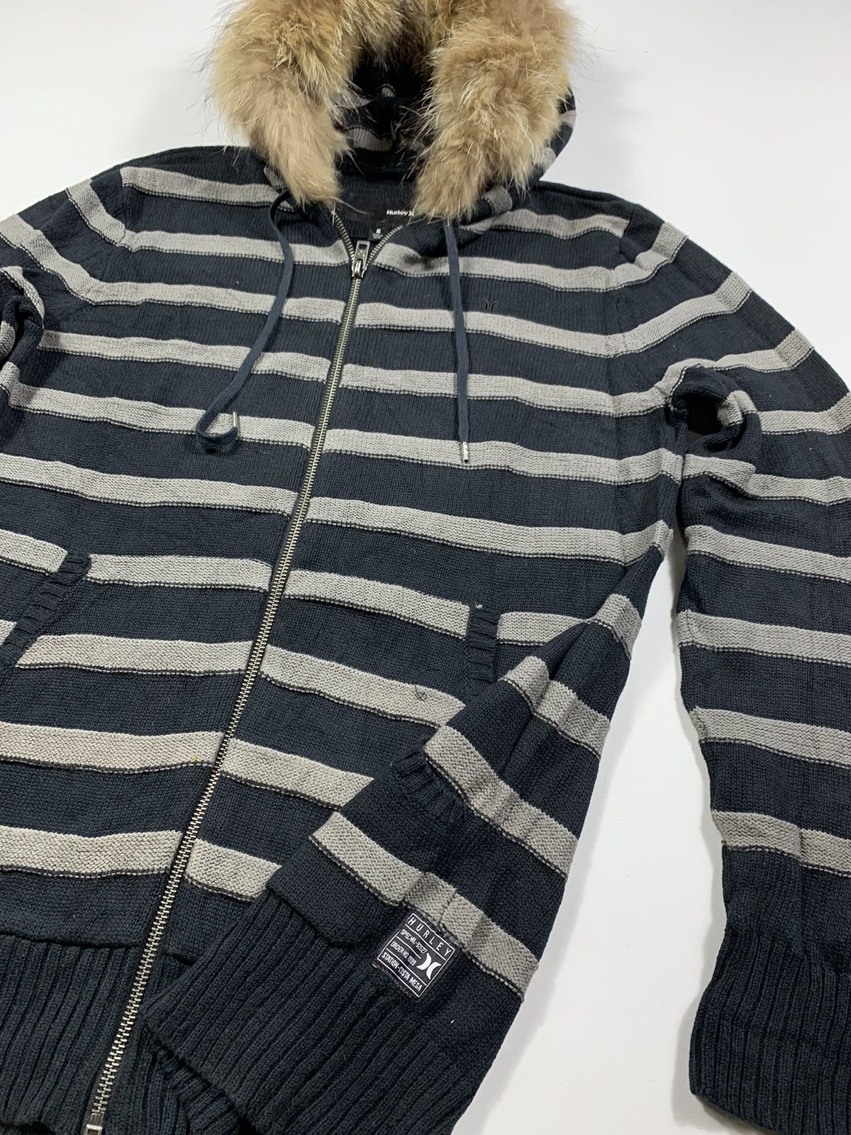 14th Addiction Japanese Hurley Stripe Zip Fur Hoodie lgb style Size US M / EU 48-50 / 2 - 3 Thumbnail