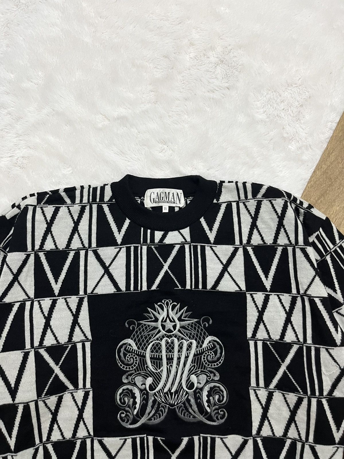 Other Vintage Gagman Japan Monogram Knit Sweater Black White XL Size US XL / EU 56 / 4 - 2 Thumbnail