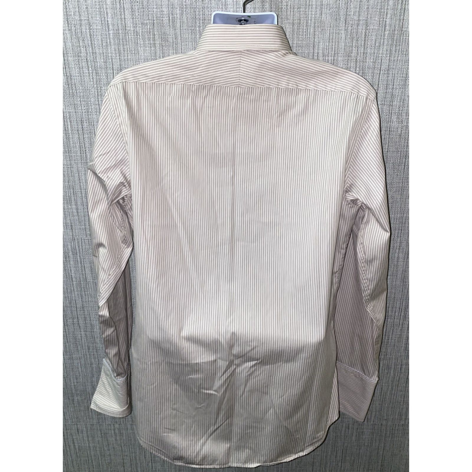 Vintage T.M Lewin Dress Shirt Mens Beige/Gray Striped Long Sleeve Button Front 16 1/2 Size Regular Fully Fitted Womens/N/A Size 42R - 5 Thumbnail