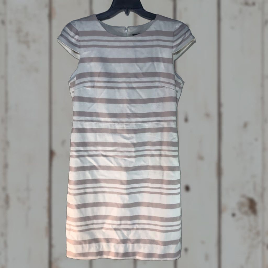 J.Crew J.CREW Pink/Wht Striped Career Midi Dress Womens Size 12 Size XL / US 12-14 / IT 48-50 - 1 Thumbnail