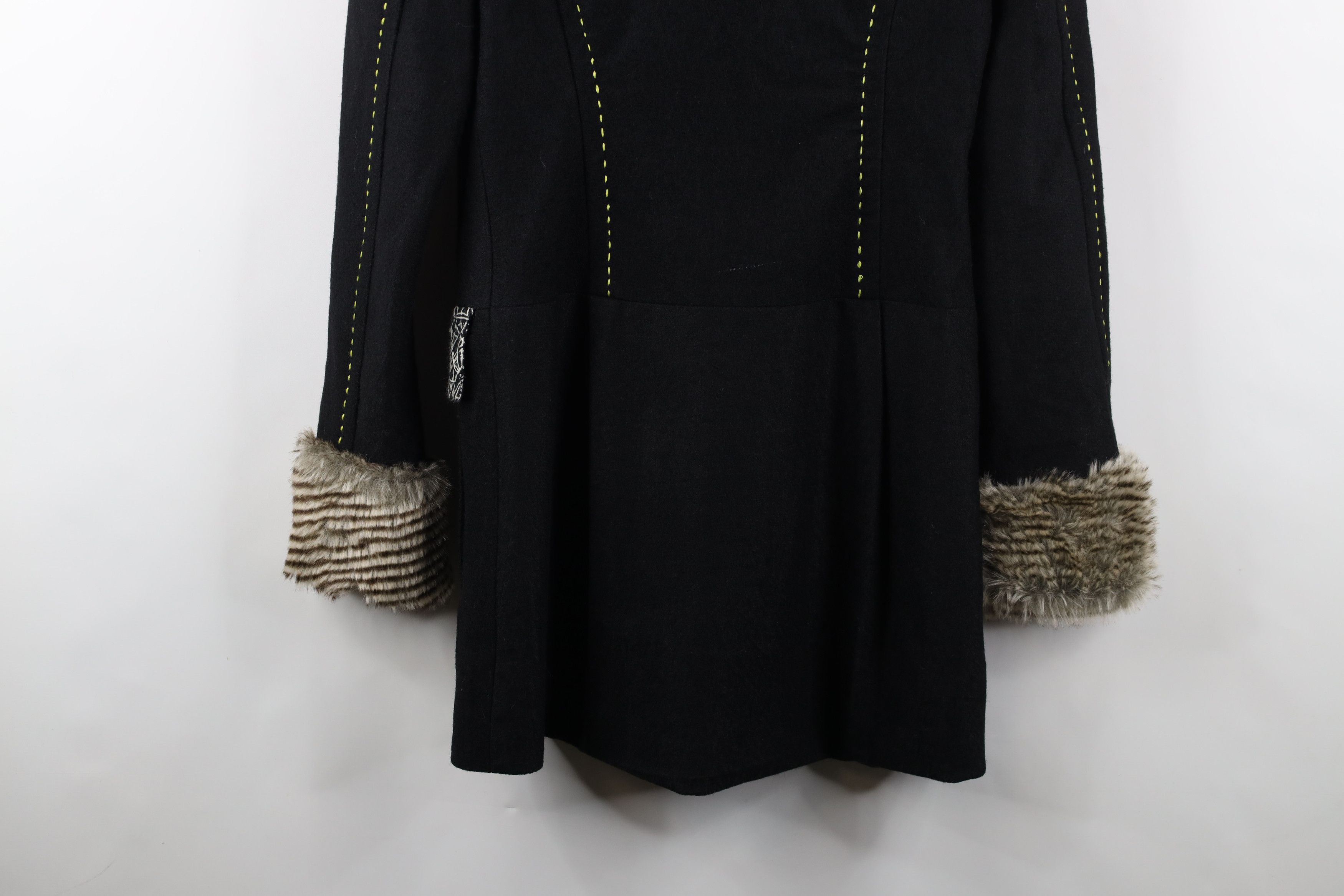 Vintage New Buckle BKE Fur Trim Wool Pennylane Peacoat Jacket Black Size S / US 4 / IT 40 - 13 Thumbnail