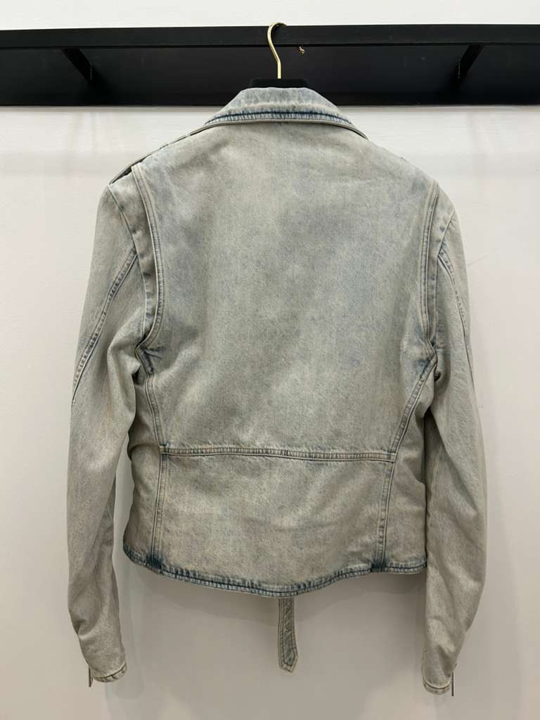 Balmain o1s1wg111025 Cotton Denim Biker Jacket in Blue Size US XL / EU 56 / 4 - 3 Thumbnail