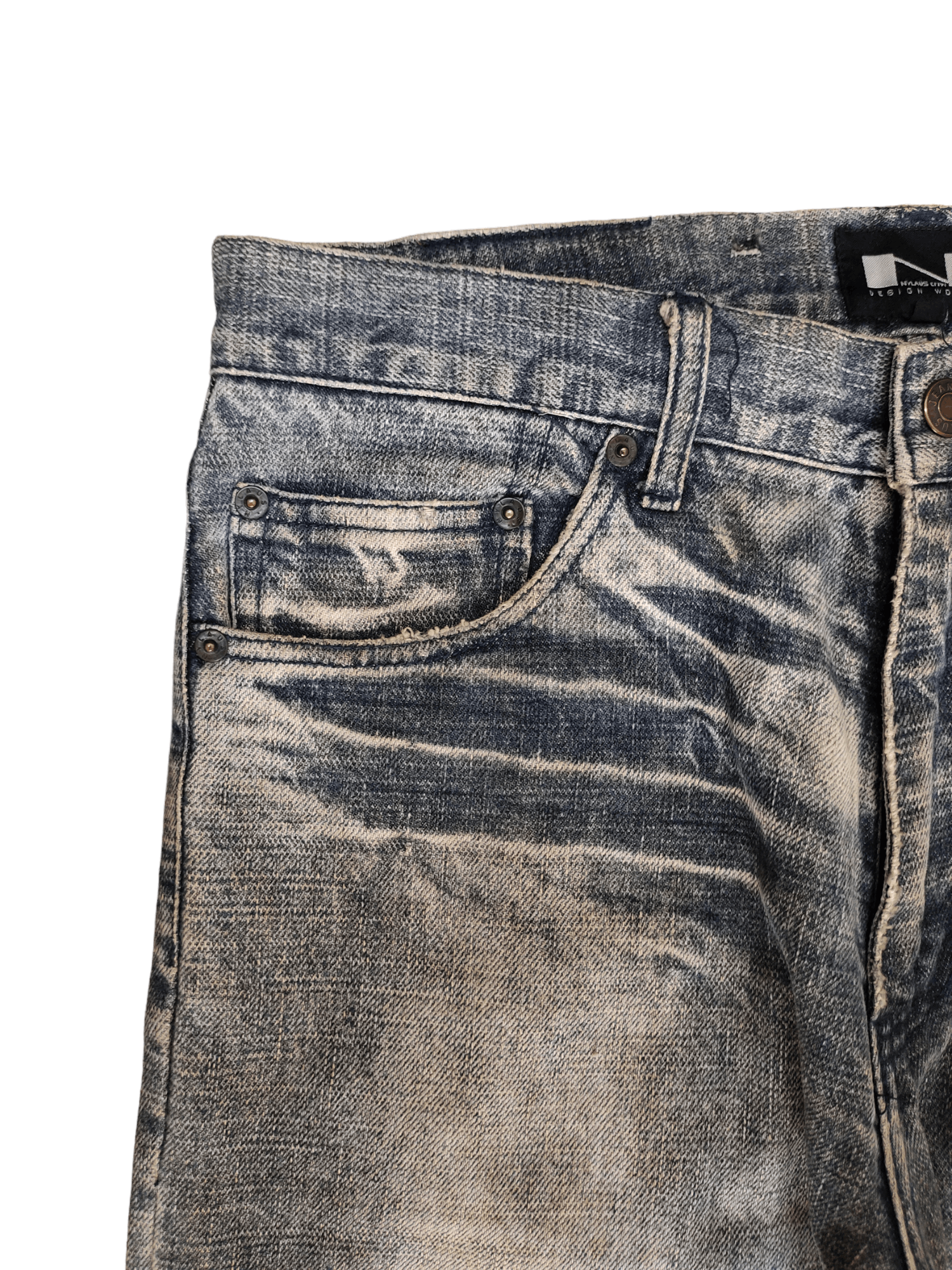 Hysteric Glamour Japanese Brand Nylaus Patchwork Distress Faded Denim Pants Size US 32 / EU 48 - 4 Thumbnail