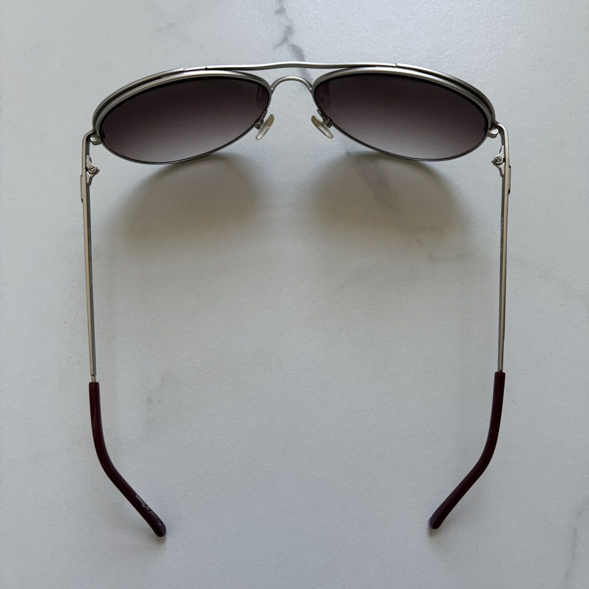 Chloe Chloé CL2245 Aviator Sunglasses Silver Burgundy Red Gradient Size ONE SIZE - 10 Thumbnail