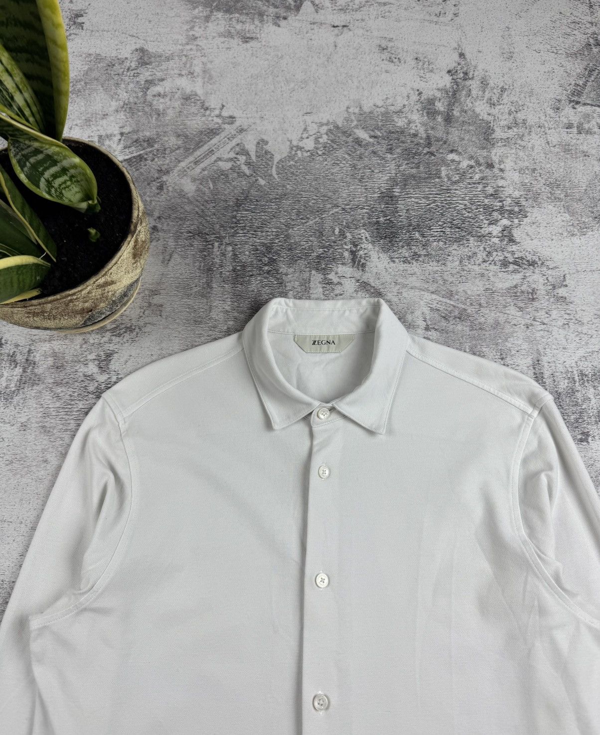 Z Zegna Vintage Z Zegna White Luxury Medium Classic Longsleeve Luxury Button Blank Shirt Size US M / EU 48-50 / 2 - 6 Thumbnail