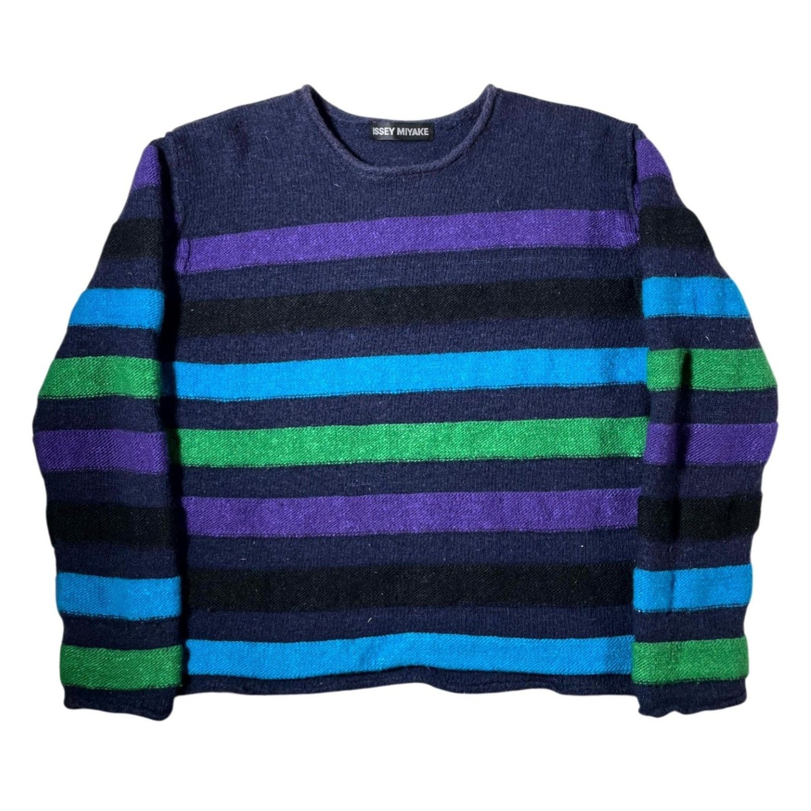 Issey Miyake Issey Miyake Wool Striped Multicolor Sweater Size US M / EU 48-50 / 2 - 1 Thumbnail