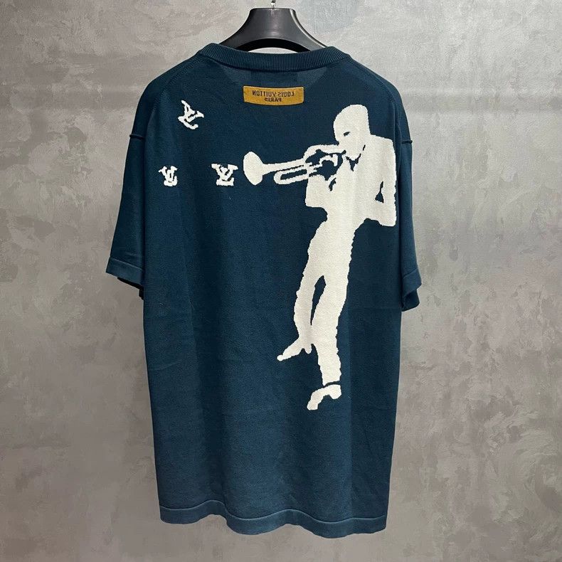 Louis Vuitton Louis Vuitton Blue piper knit logo short sleeves Size US L / EU 52-54 / 3 - 5 Thumbnail