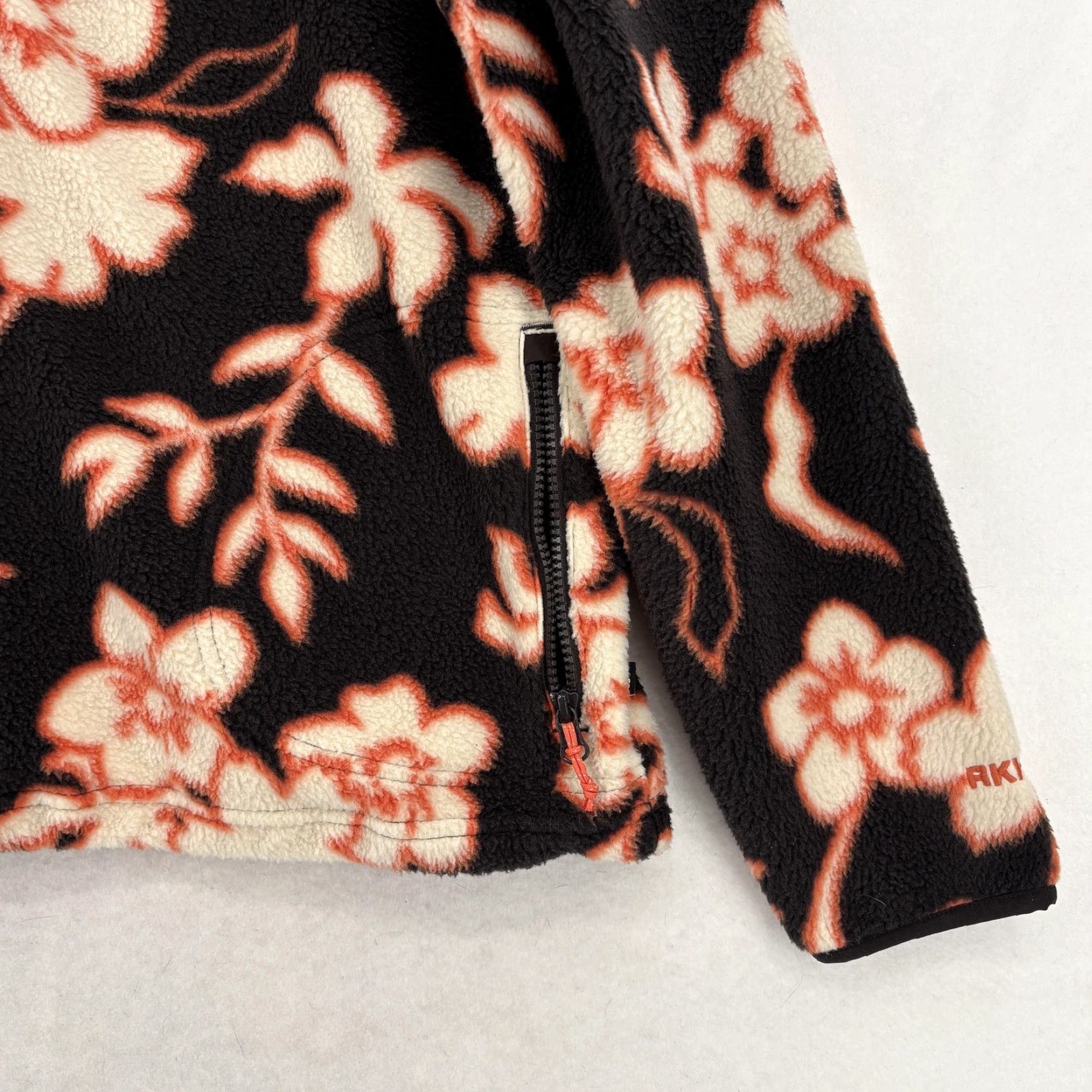 Vintage Duluth Women's Jacket L Black Floral Fleece Mid-Length Zip Pockets Snap Up Winter Hiking Camp Mock Pullover Size L / US 10 / IT 46 - 3 Thumbnail