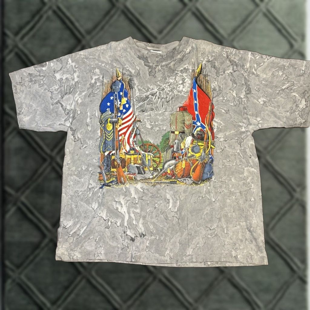 Vintage VINTAGE 90s Grey Tie-Dye T-Shirt Military Army History 2XL Men | Tie-Dye Shirt 90s Theme Size US XXL / EU 58 / 5 - 1 Thumbnail