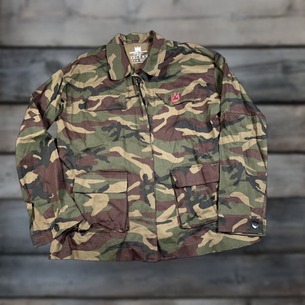 Vintage Love God Camouflage Shirt Jacket Women's XL Green Camo Lightweight Streetwear Size XL / US 12-14 / IT 48-50 - 1 Thumbnail