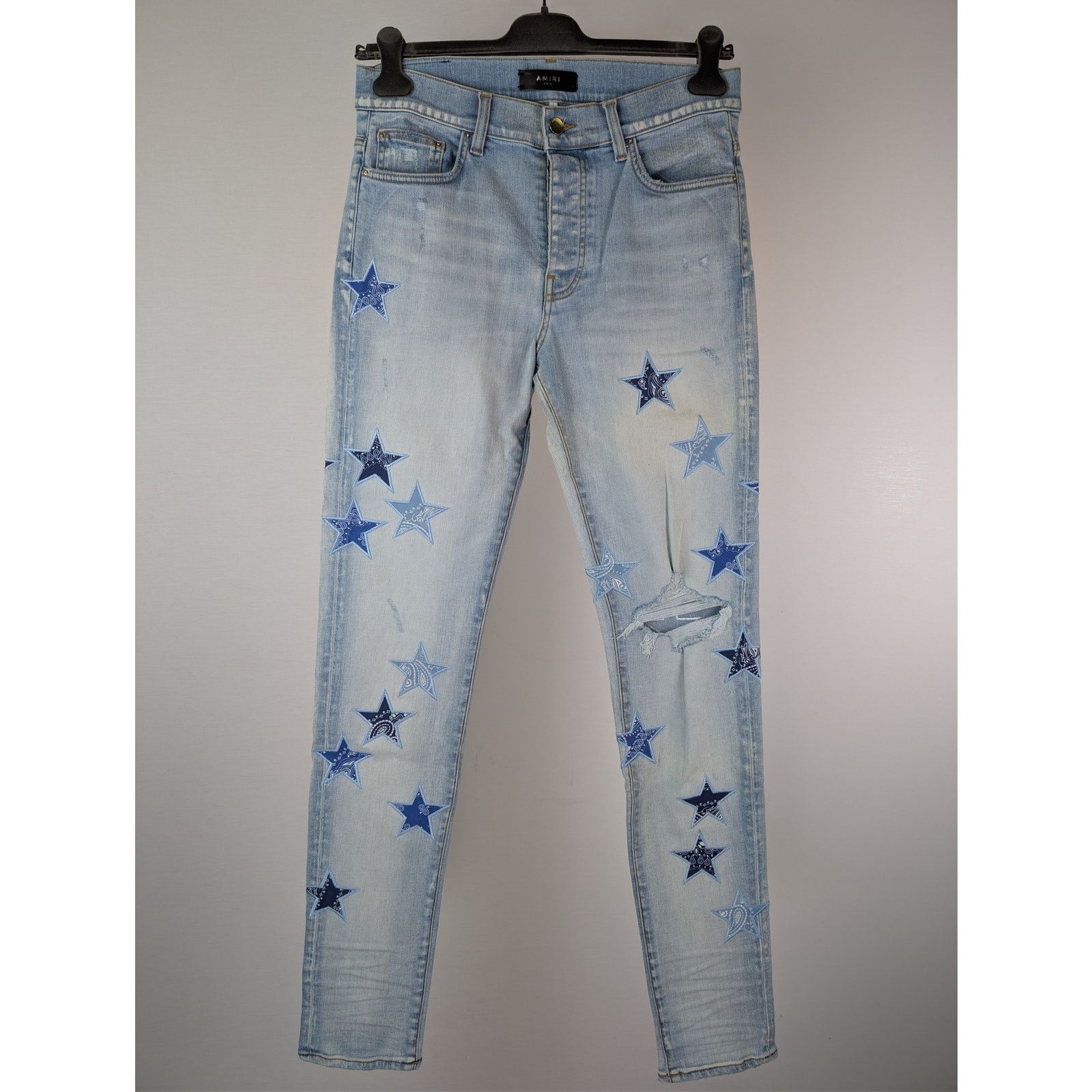 Amiri o1rshd1 Bandana Star Jean Denim Pants Jeans in Light Indigo Size US 33 - 2 Thumbnail