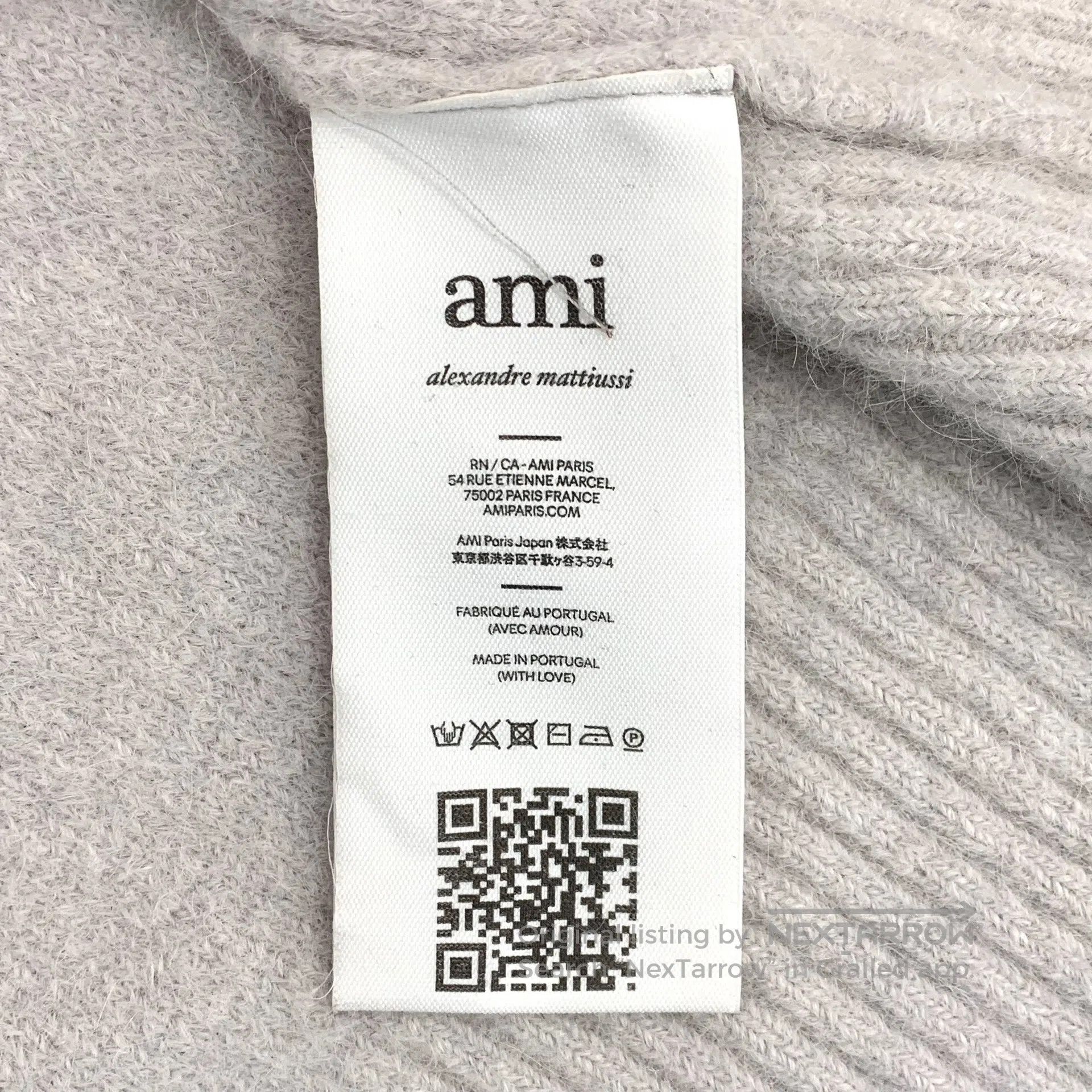 AMI Ami Gray logo intarsia V-neck knitted cardigan| Size US L / EU 52-54 / 3 - 8 Thumbnail