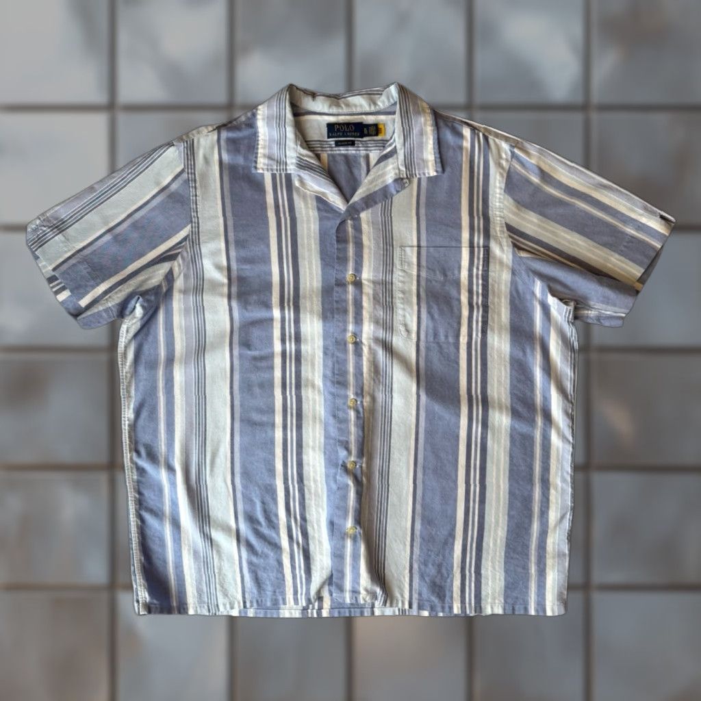 Polo Ralph Lauren Camp Shirt XL Blue Multicolor Cotton Short Sleeve New York RRL Shirt Men