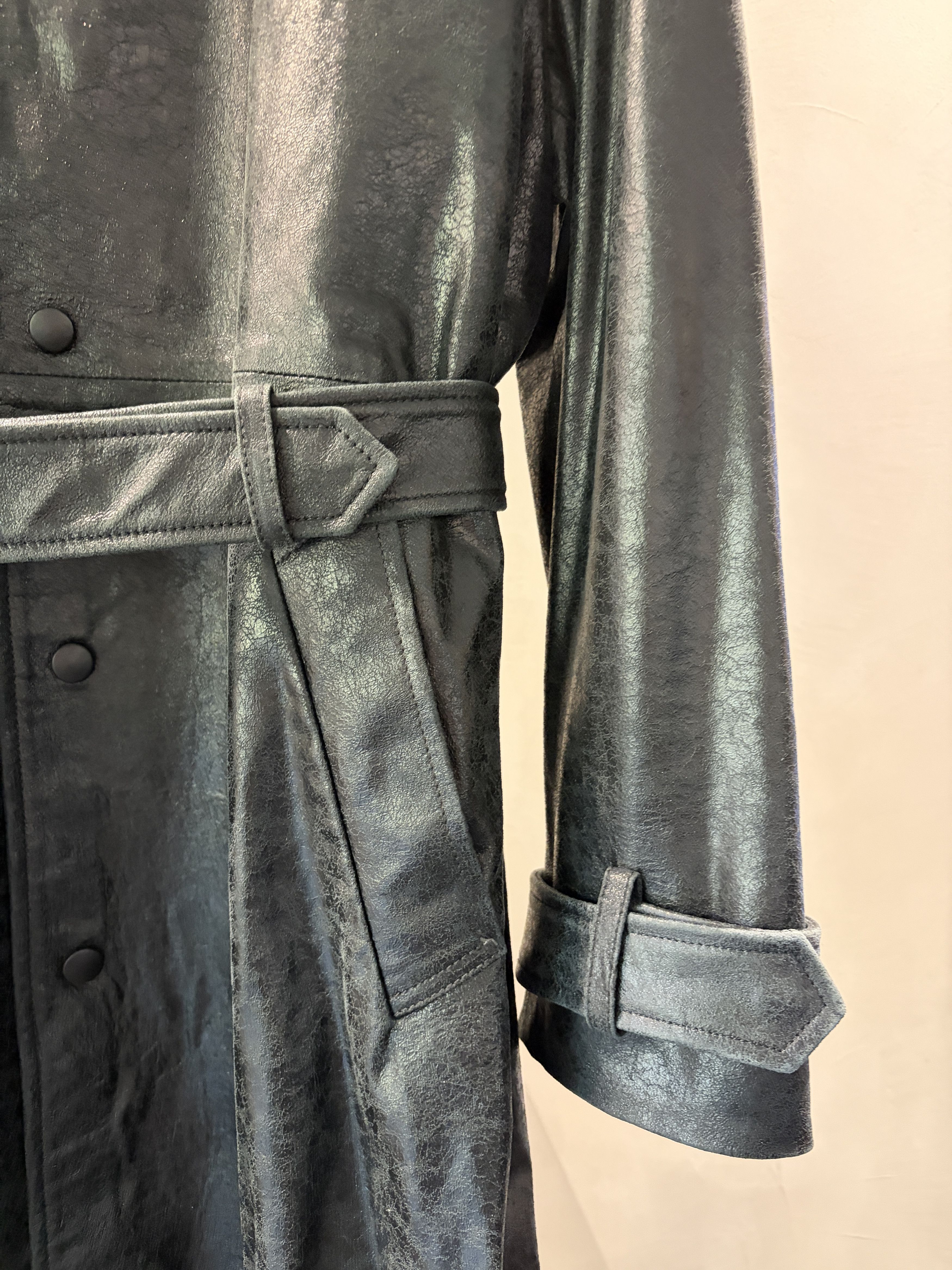 424 424 Paper Effect Distressed Leather Trench Coat Size US S / EU 44-46 / 1 - 9 Thumbnail