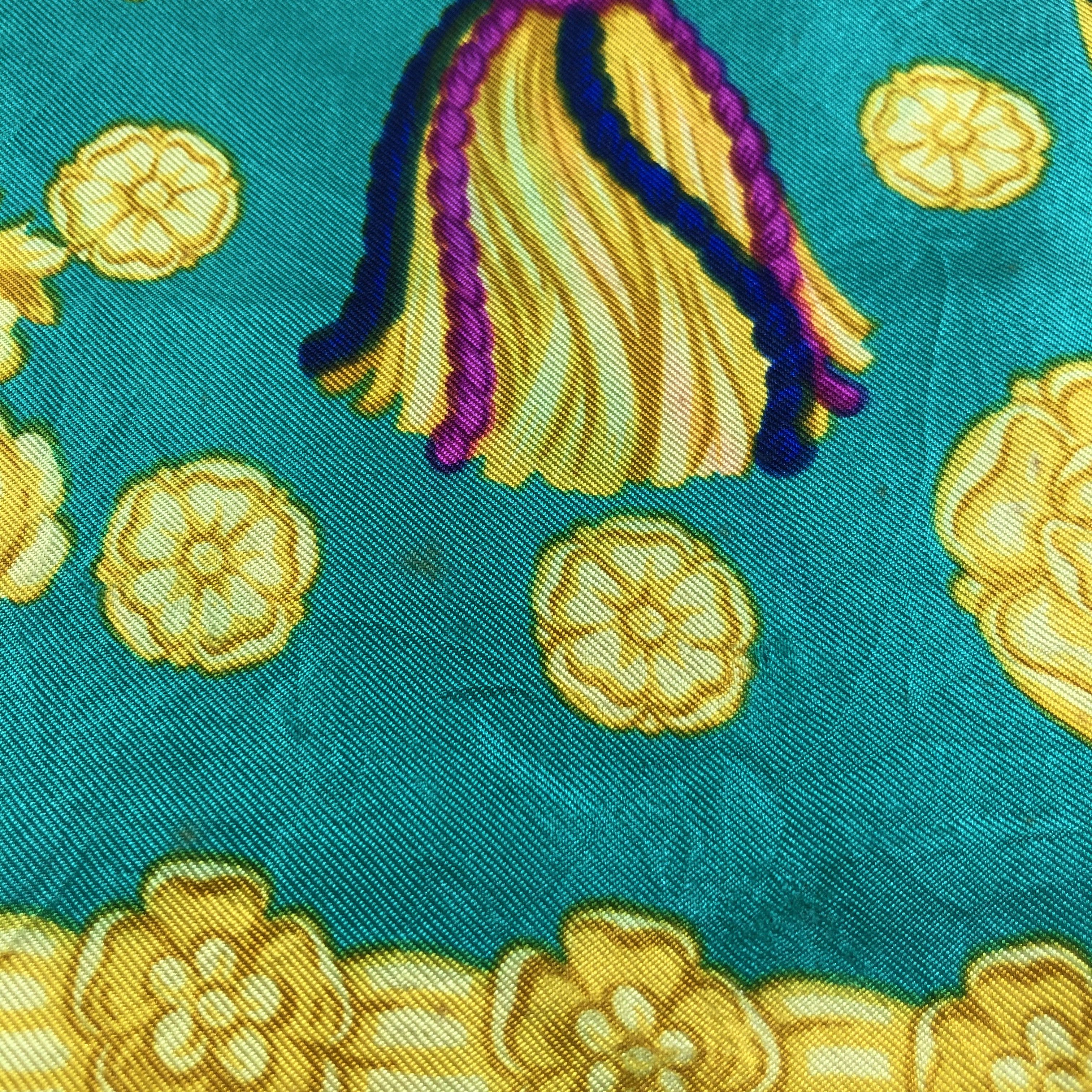 Vintage Erre Paris Baroque Design Silk Scarf M456 Size ONE SIZE - 7 Thumbnail