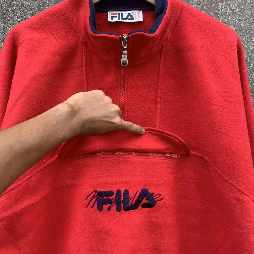 Fila × Vintage 1990’s Vintage Fila QuarterZip Pullover Baggy Sweater Jacket Size US XL / EU 56 / 4 - 5 Thumbnail