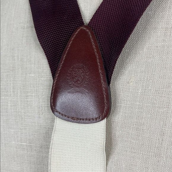 Tommy Hilfiger Tommy Hilfiger Maroon Elastic Adjustable Leather Suspenders Size ONE SIZE - 3 Thumbnail