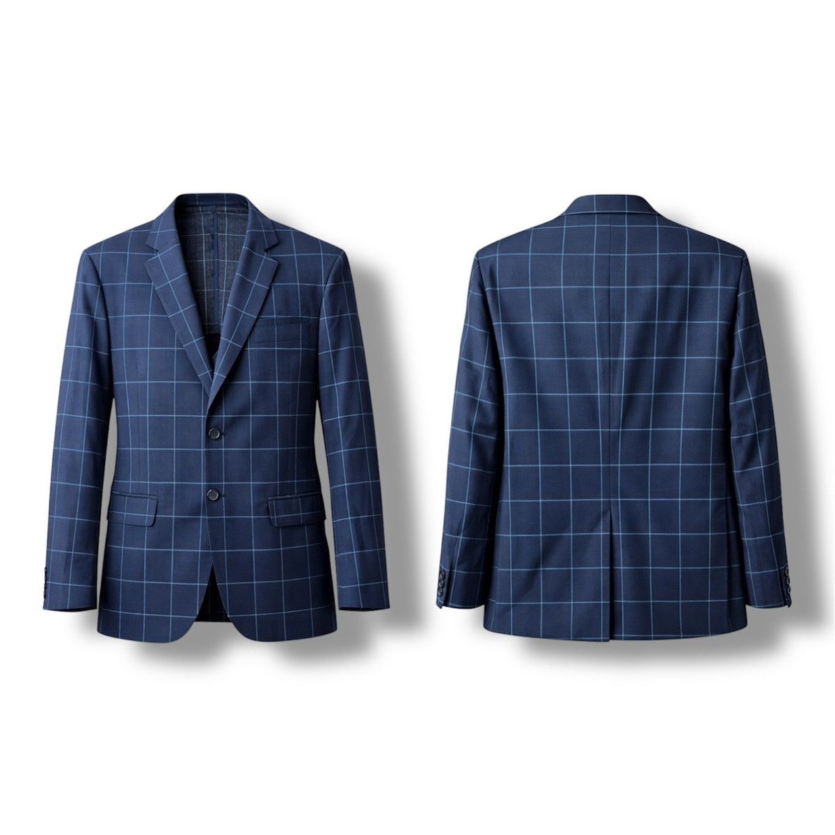 Hackett HACKETT LONDON MENS BLUE WINDOWPANE WOOL BLAZER JACKET 44R Size 44R - 2 Thumbnail