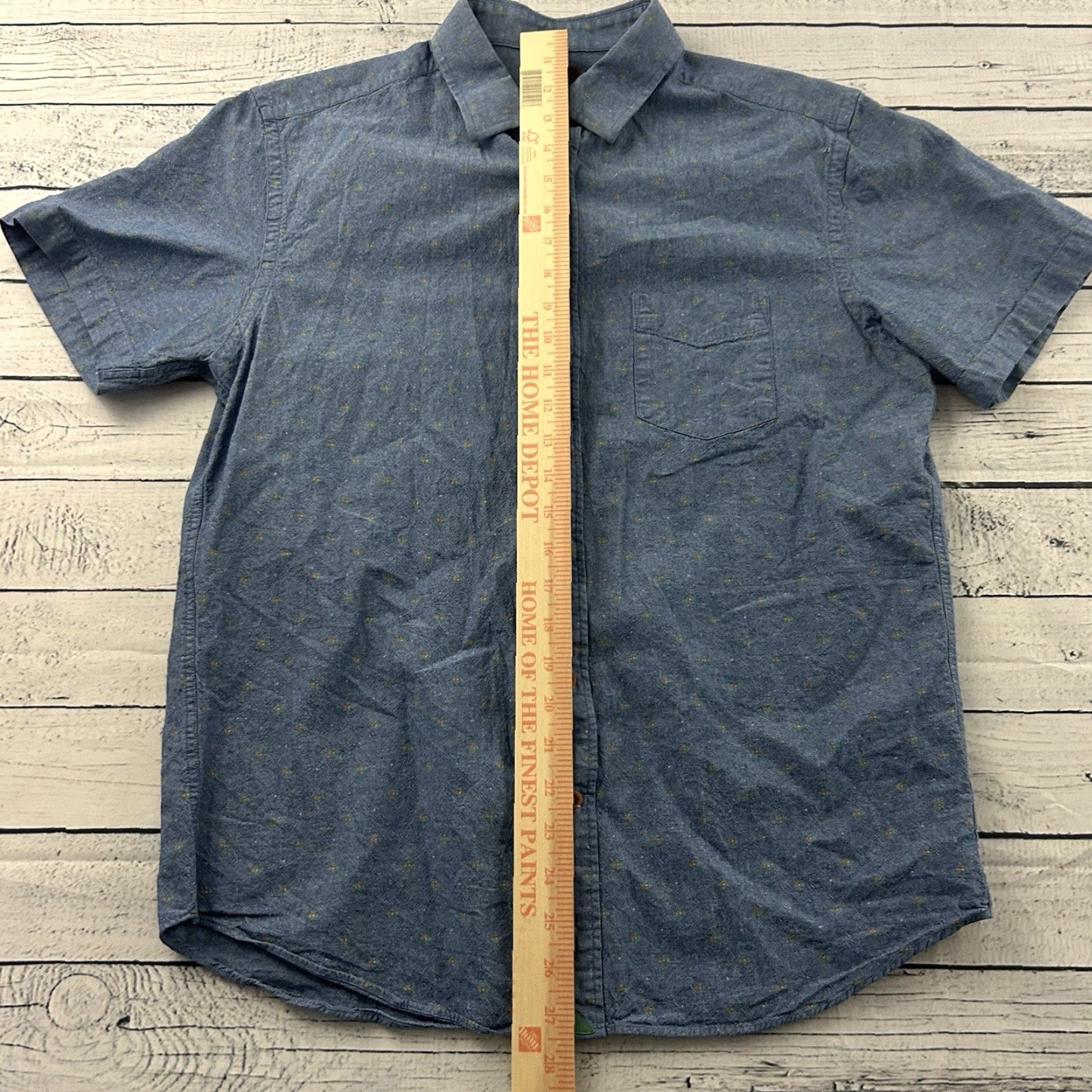 UNTUCKit UNTUCKit Geometric Chambray Short Sleeve Button Front Shirt Men's Large Blue Size US L / EU 52-54 / 3 - 3 Thumbnail