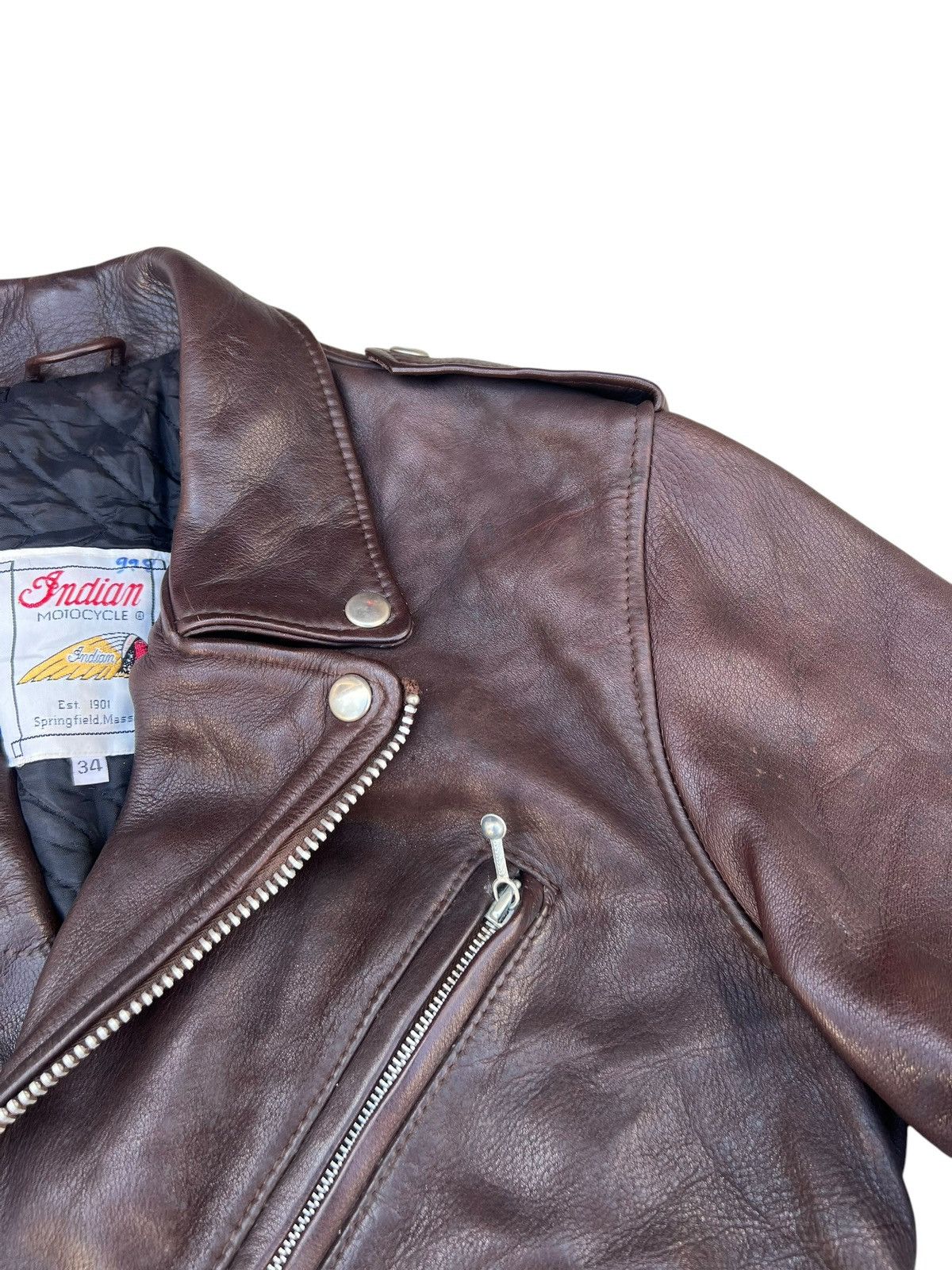 Indian Motorcycle RARE! 60s 70s Indian Motorcycle Embroidery Leather Jacket Size US S / EU 44-46 / 1 - 8 Thumbnail