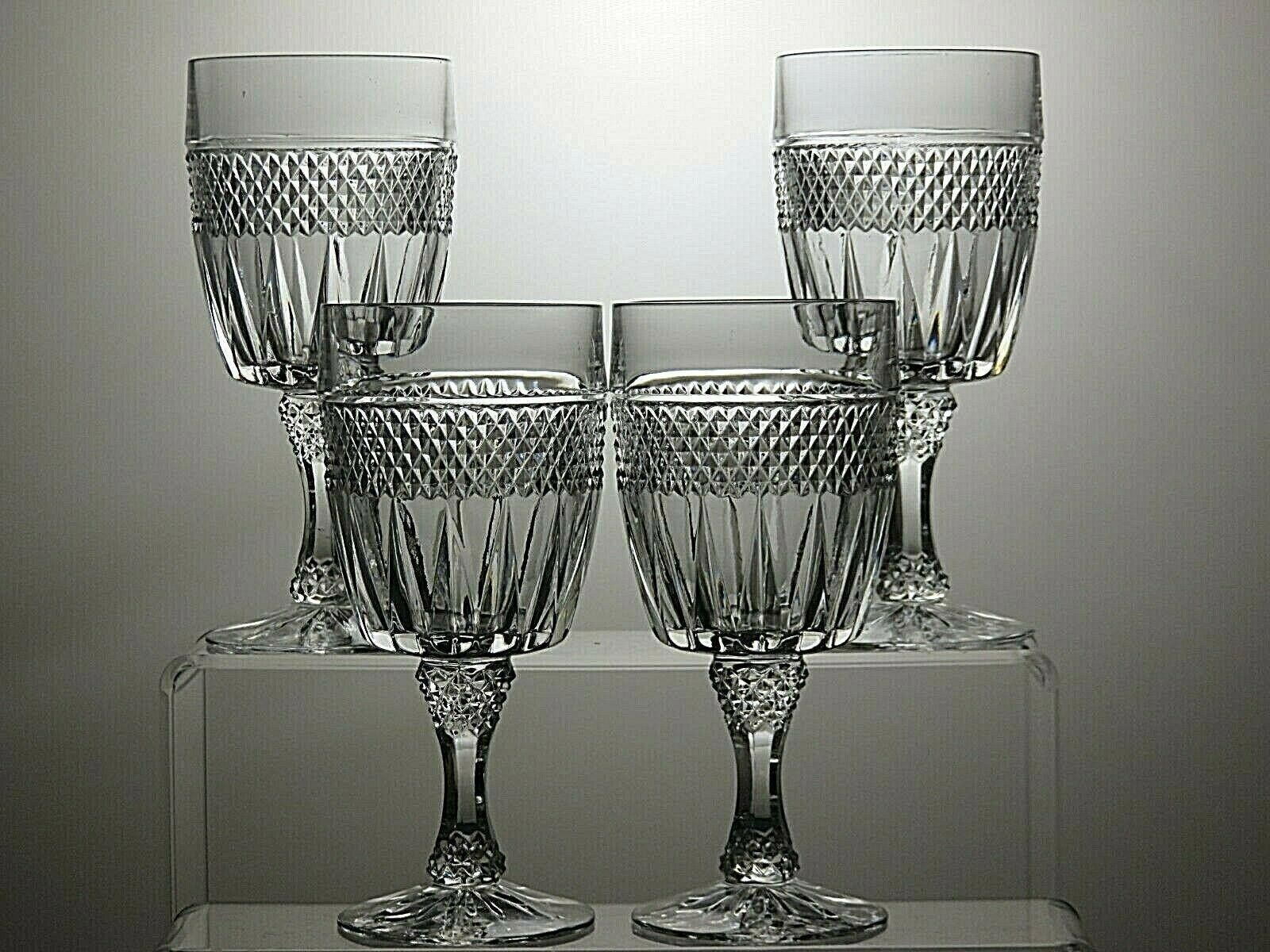 The Unbranded Brand Pressed Glass Claret Set Of 4 Wine Gasses 6" Size ONE SIZE - 2 Thumbnail
