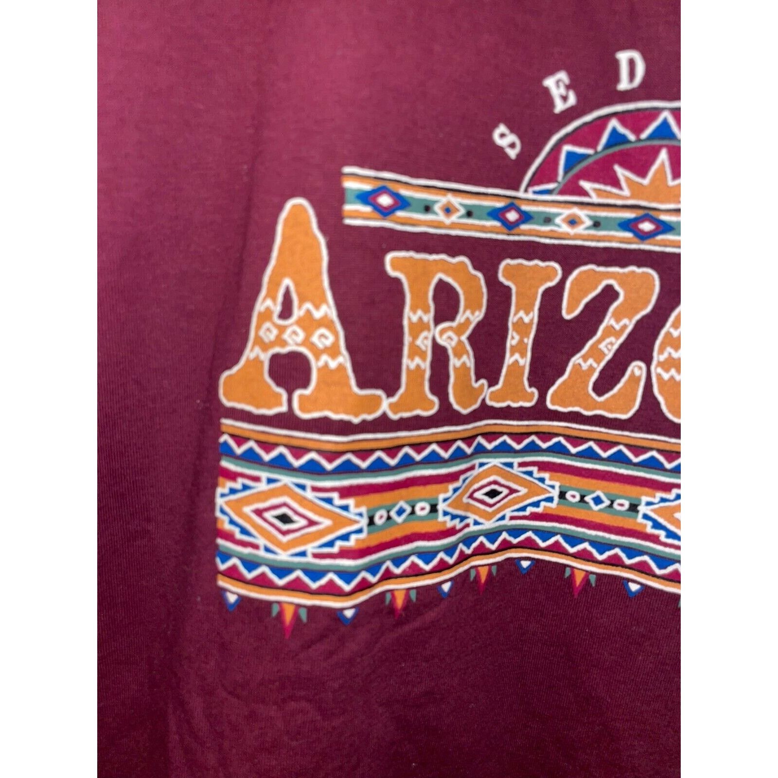 Jerzees Vintage Sedona Arizona Shirt Red Graphic Tee VTG 90s Large Size US L / EU 52-54 / 3 - 3 Thumbnail