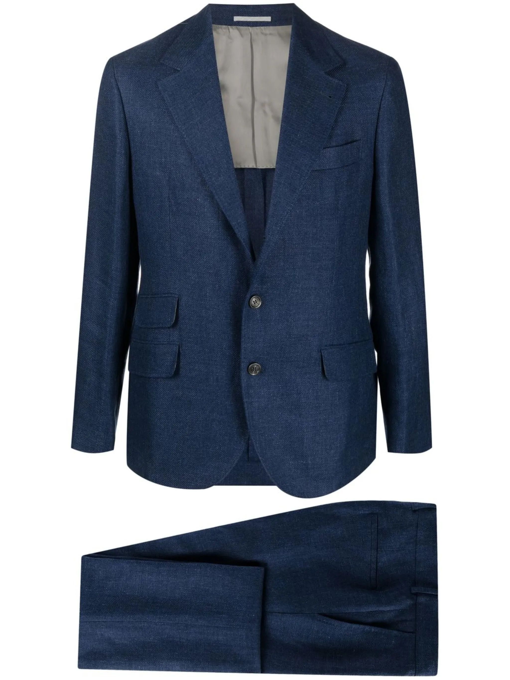 Brunello Cucinelli o1y0526 Single-breasted Suit in Slate Blue Size US S / EU 44-46 / 1 - 1 Thumbnail
