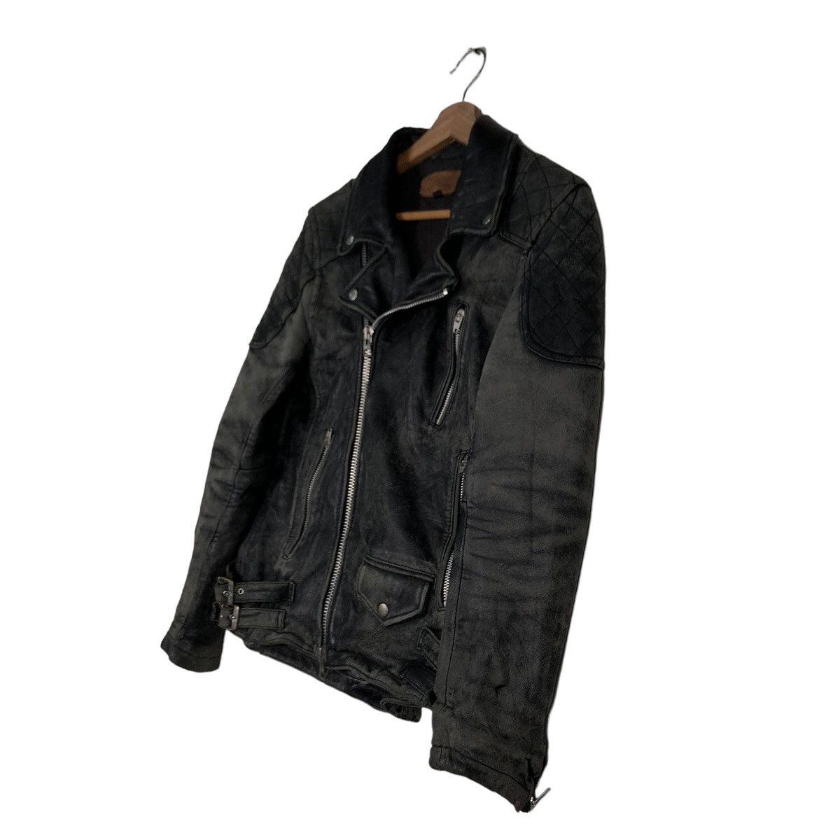 Genuine Leather 🔥VINTAGE FLY LEATHER JACKET CAFE RACER DOUBLE BREAST Size US S / EU 44-46 / 1 - 2 Thumbnail