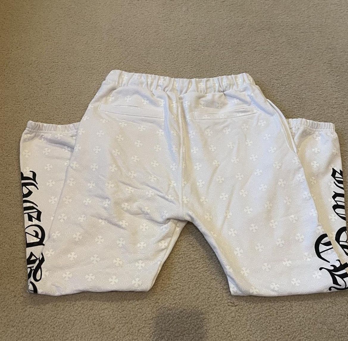 Chrome Hearts Plus Cross All Over Print Sweatpants/White