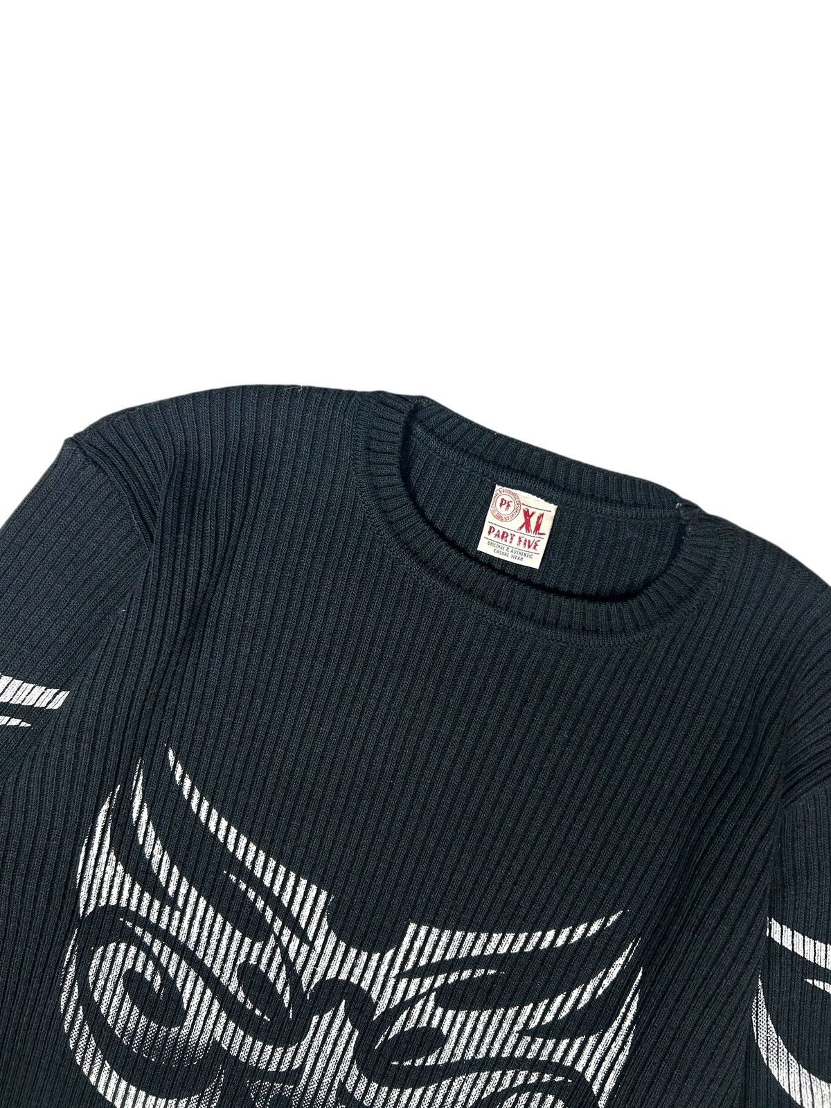 Japanese Brand Avantgarde Black Tribal Tatoo Ribbed Y2K knit sweater Size US L / EU 52-54 / 3 - 3 Thumbnail