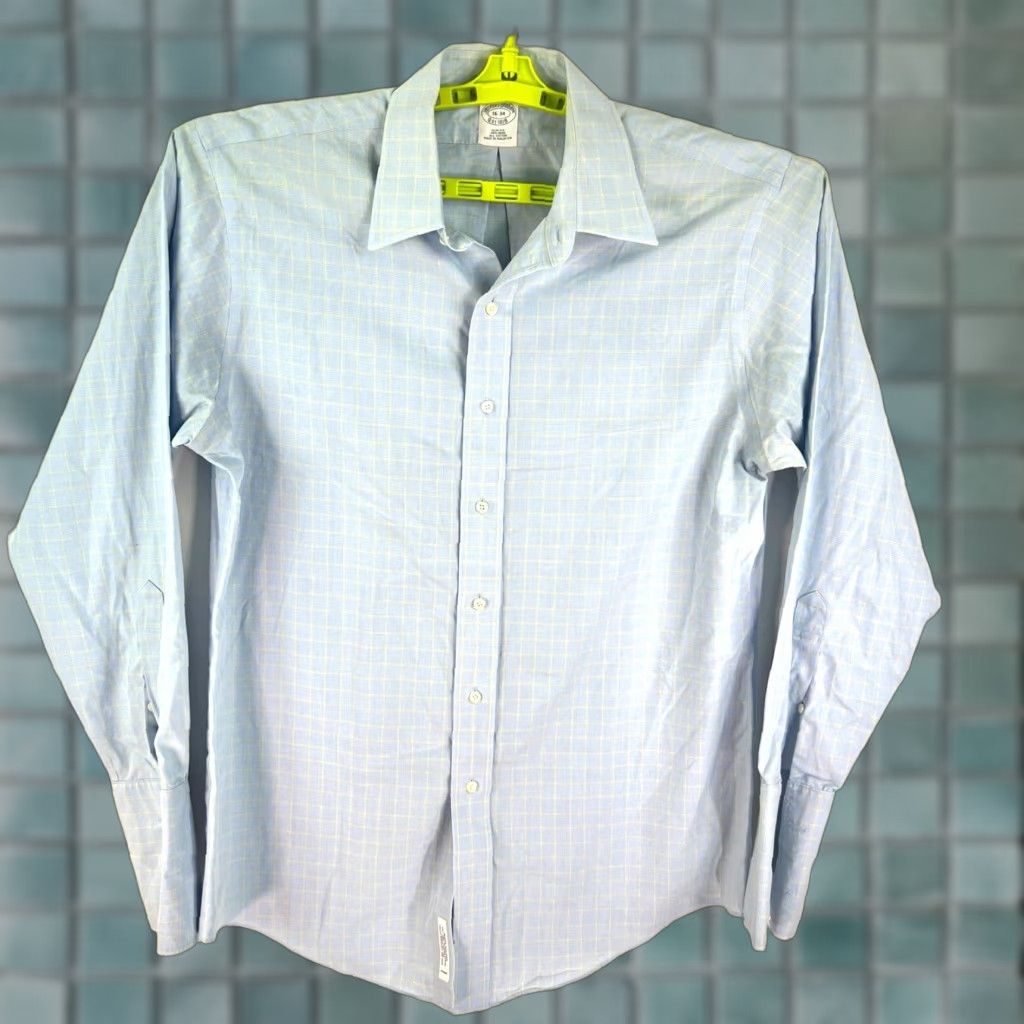 Brooks Brothers VINTAGE Brooks Brothers SHIRT Mens Slim Fit Check Pattern Button Up Chest 52 in Blue 16-34 Classic 90s Mens Size US L / EU 52-54 / 3 - 1 Thumbnail