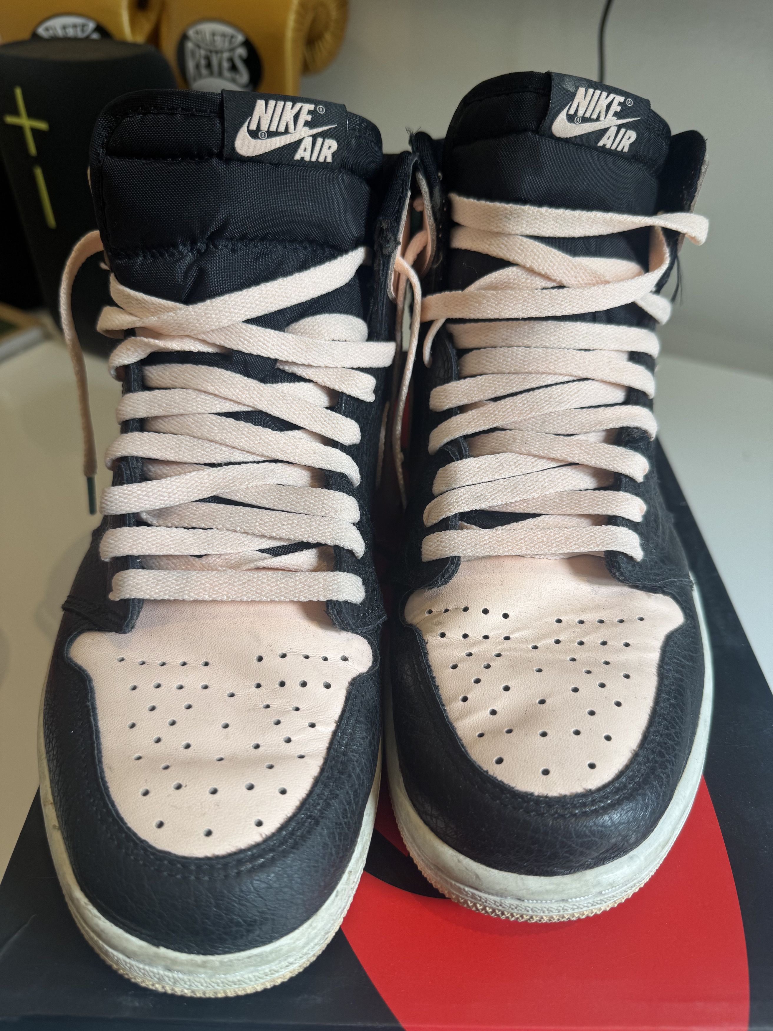Jordan Brand × Nike Nike Jordan 1 High Black Crimson Tink Pink Size US 10 / EU 43 - 7 Thumbnail