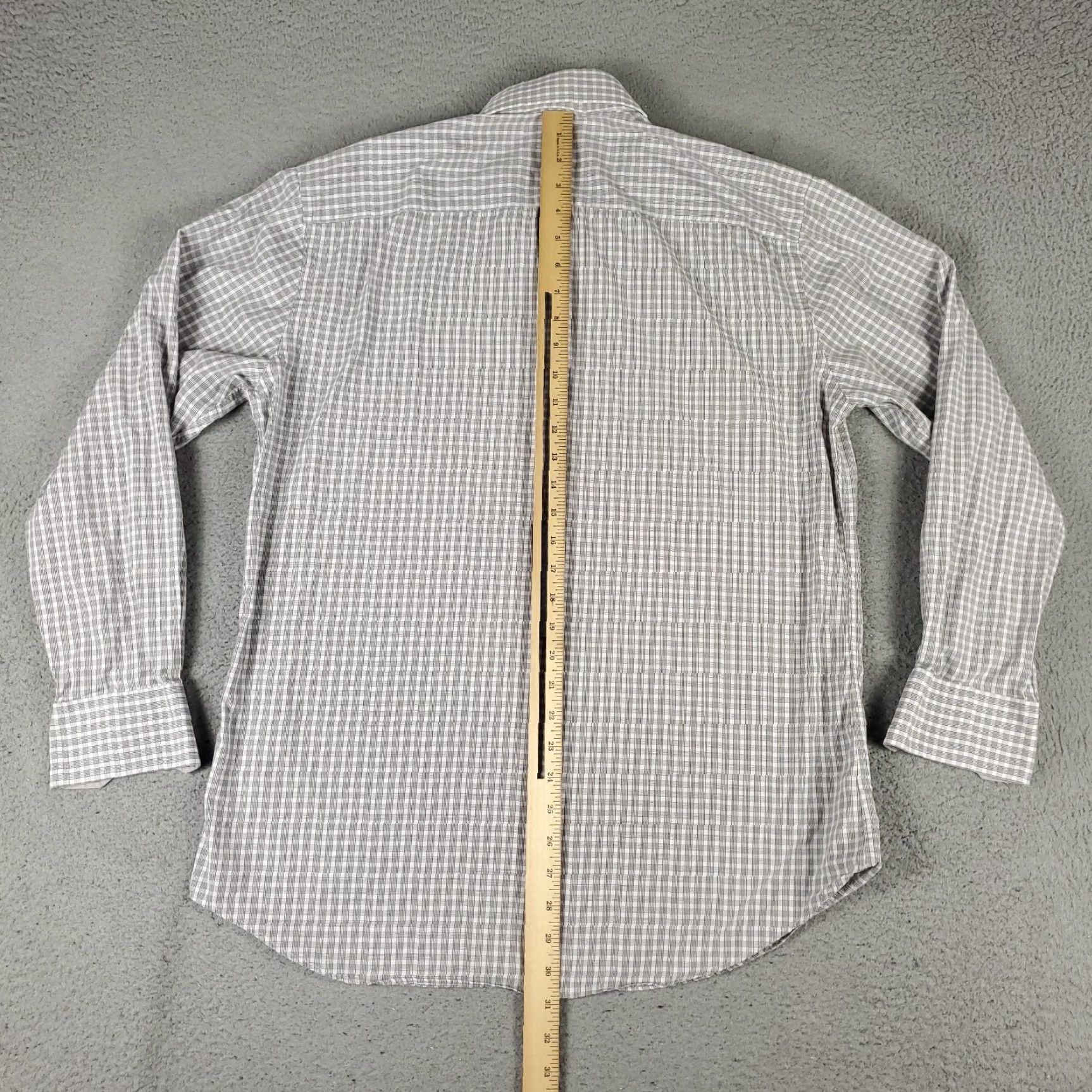 BUGATCHI VINTAGE Bugatchi Uomo Dress Shirt Men Size 16.5 Long Sleeve Plaid Gray Cotton Formal Size 42R - 3 Thumbnail