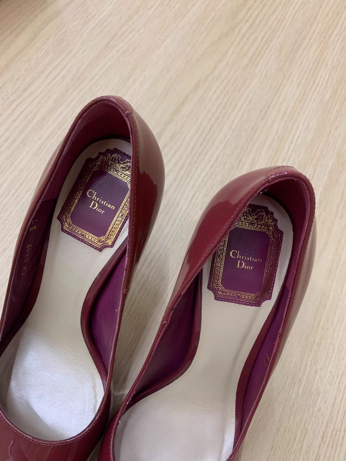 Dior Dior Patent Leather Wine Red Open Toe Heels EU37 Boxed Size US 6.5 / IT 36.5 - 3 Thumbnail