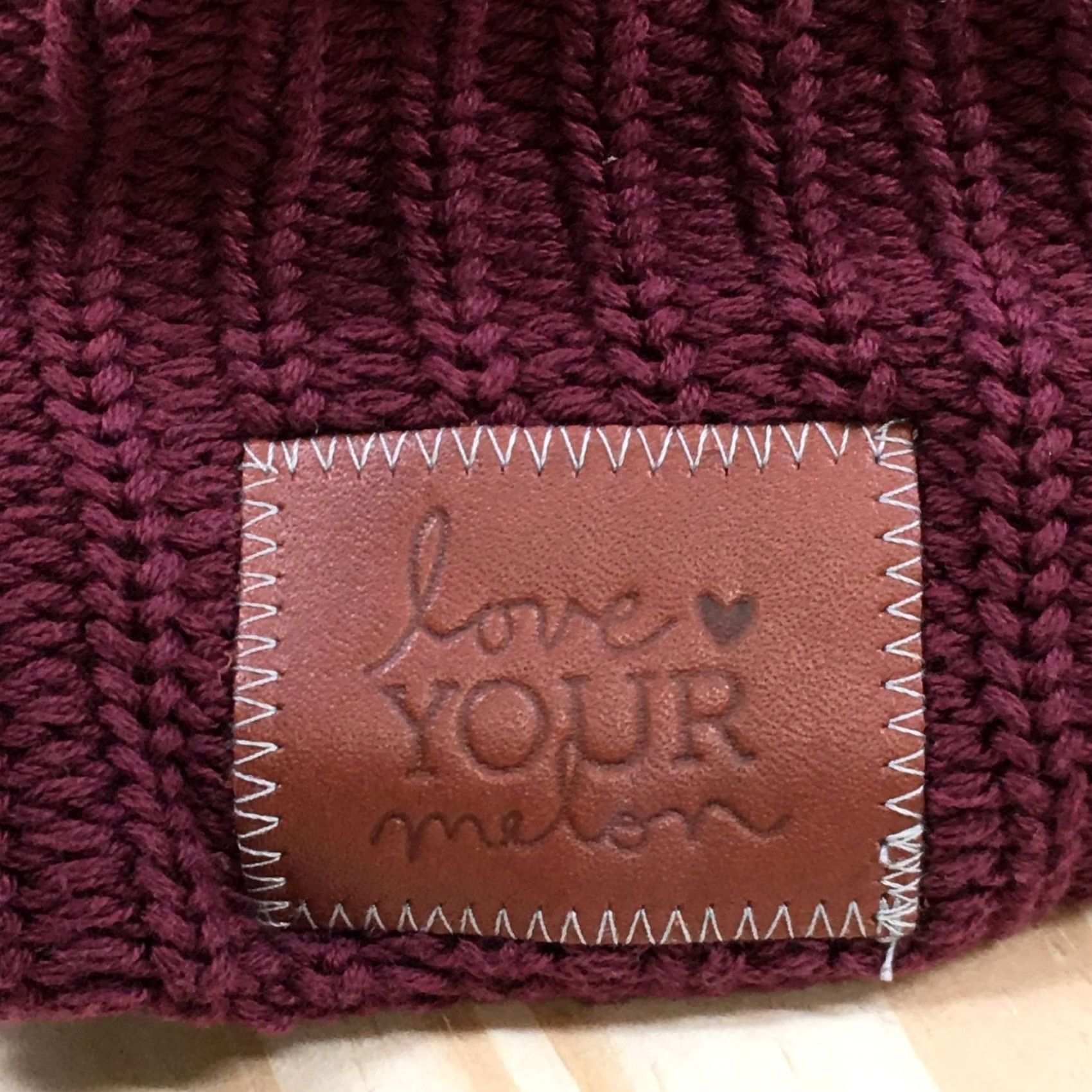 Vintage Love Your Melon Beanie Mens One Size Marroon Knitted Cuffed Winter Hat Cotton Size ONE SIZE - 3 Thumbnail