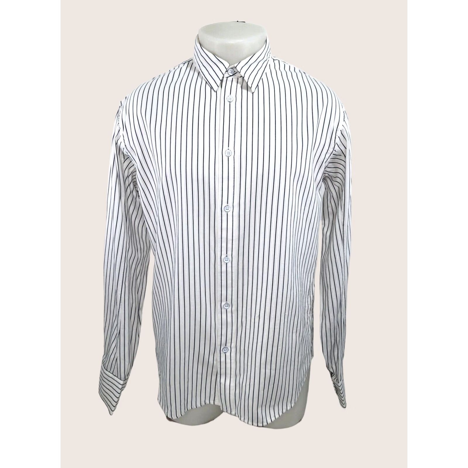 Rag & Bone rag & bone Shirt Mens L Textured Stripe Button-Up Long Sleeve White / Blue 90s B01 Size US L / EU 52-54 / 3 - 1 Thumbnail