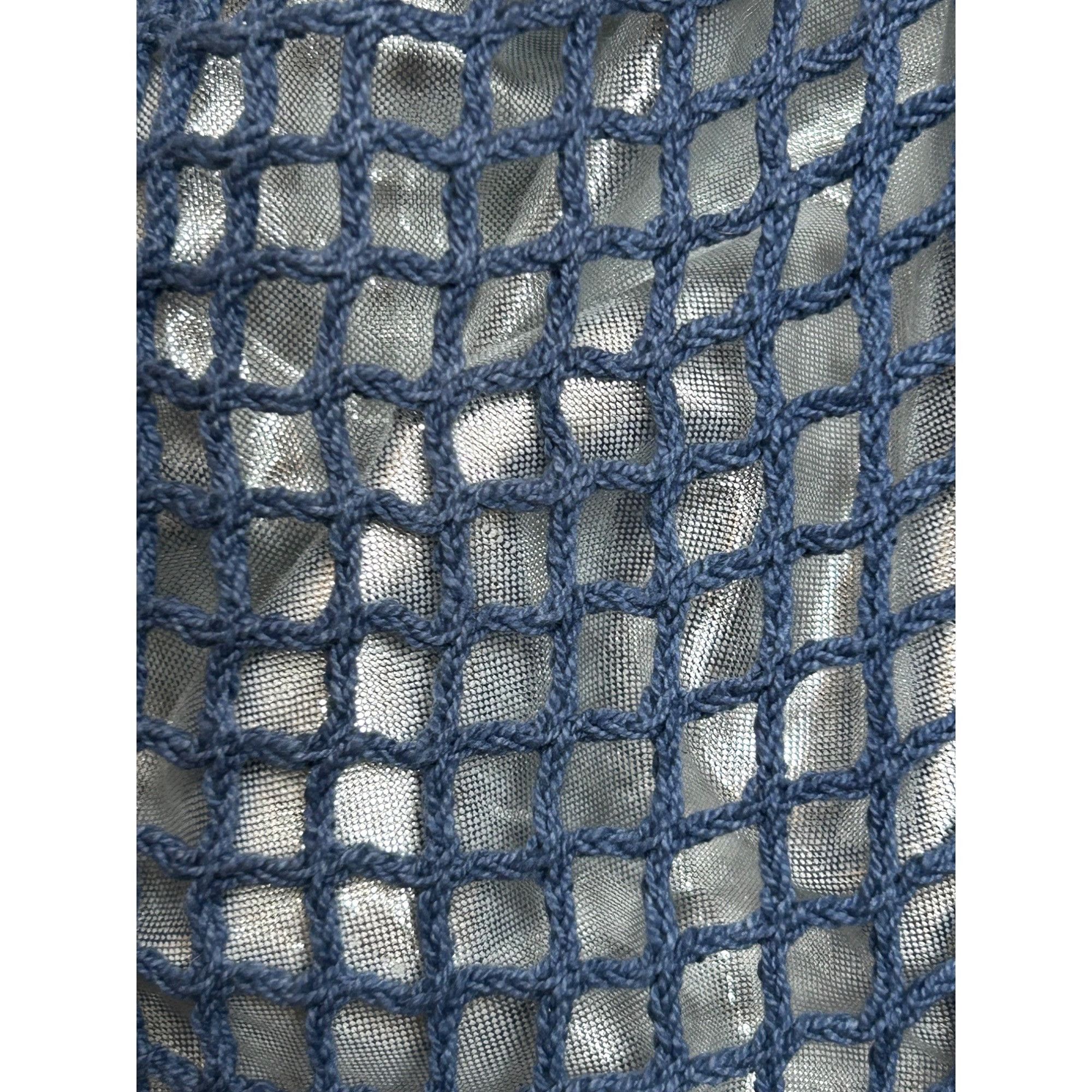 Other America & Beyond Handheld Tote Bag Fishnet Blue White Ombré Size ONE SIZE - 10 Thumbnail