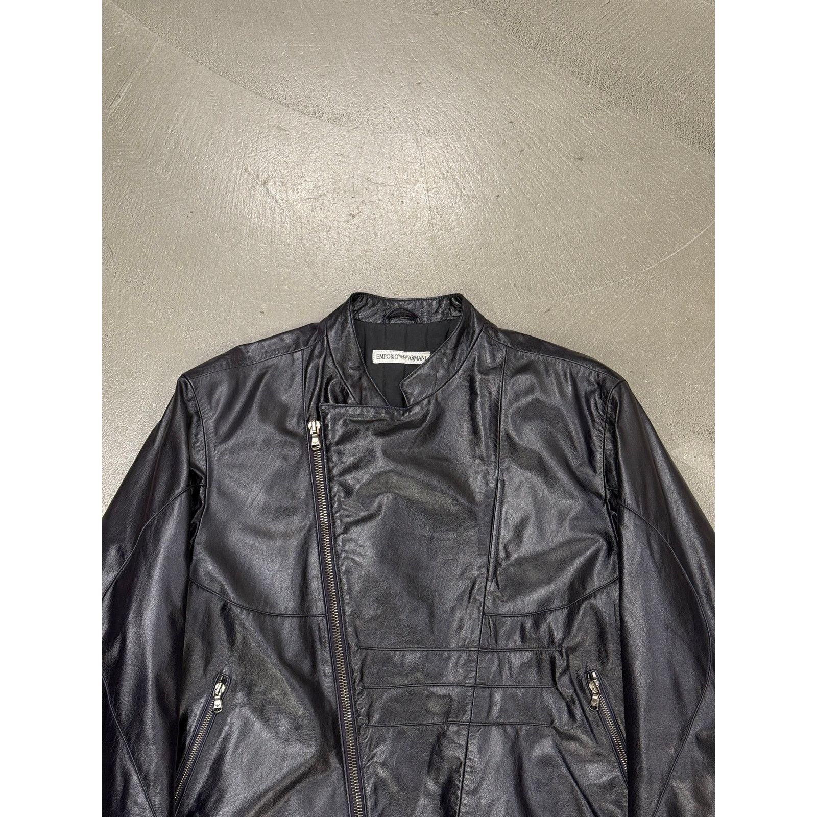 Giorgio Armani 1990s Emporio Armani moto biker leather jacket Size US L / EU 52-54 / 3 - 4 Thumbnail